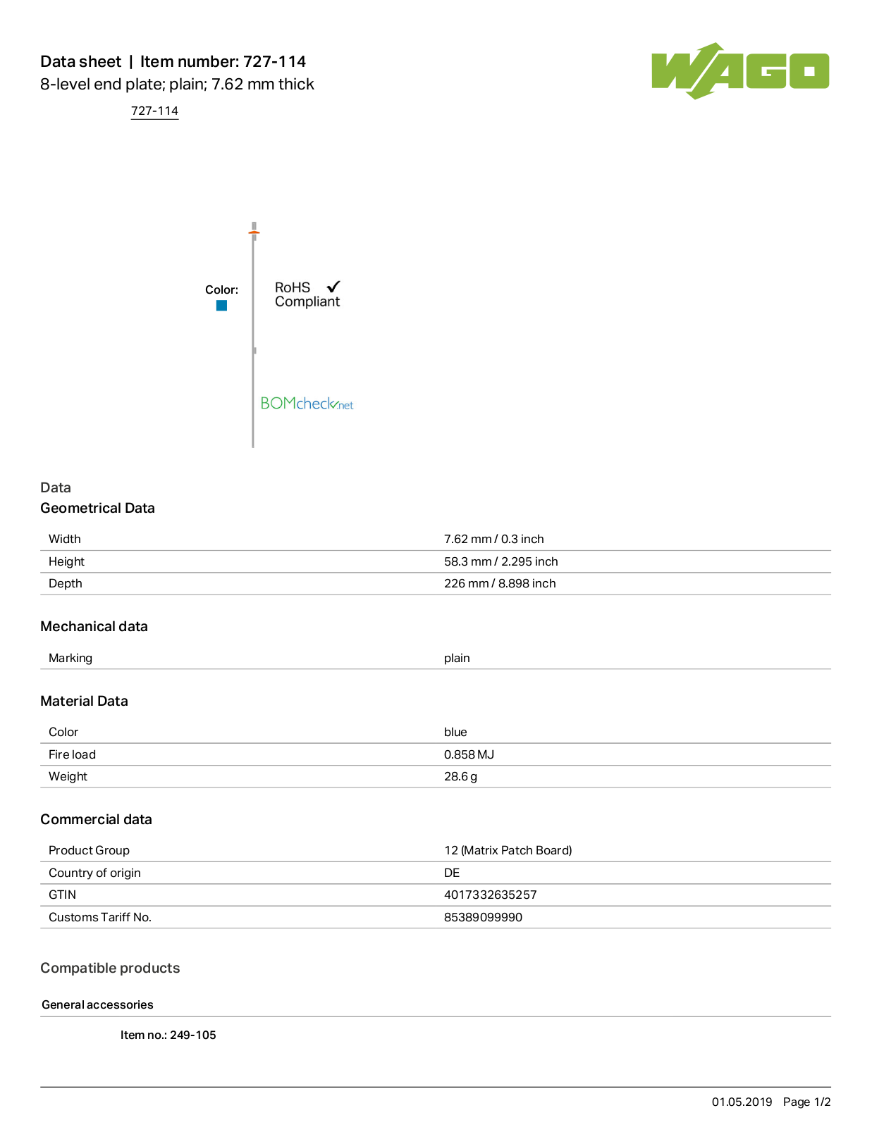 Wago 727-114 Data Sheet