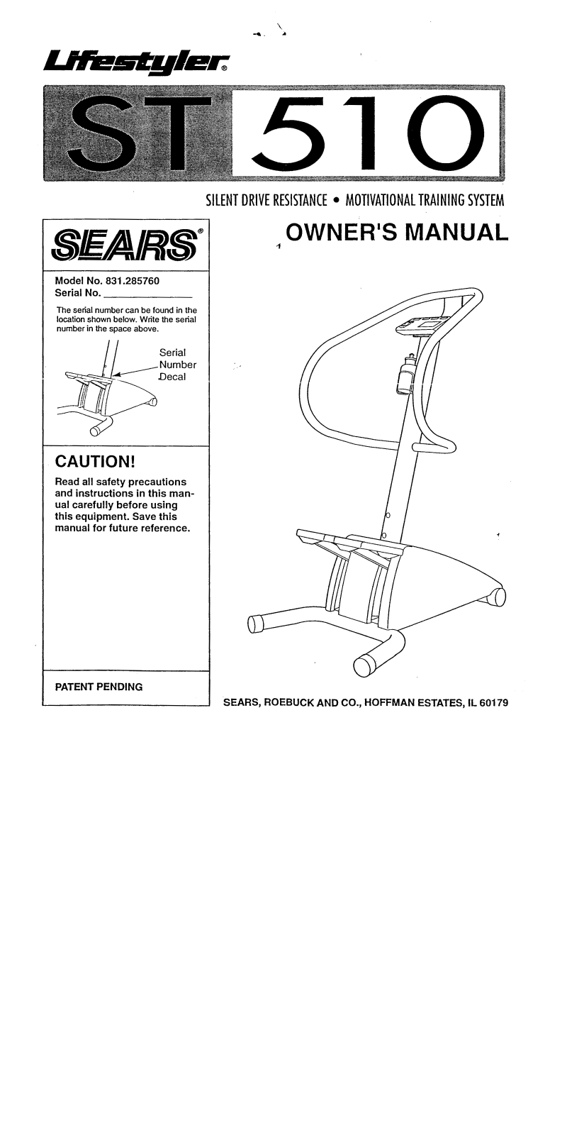 Lifestyler 831.285760 Owner's Manual