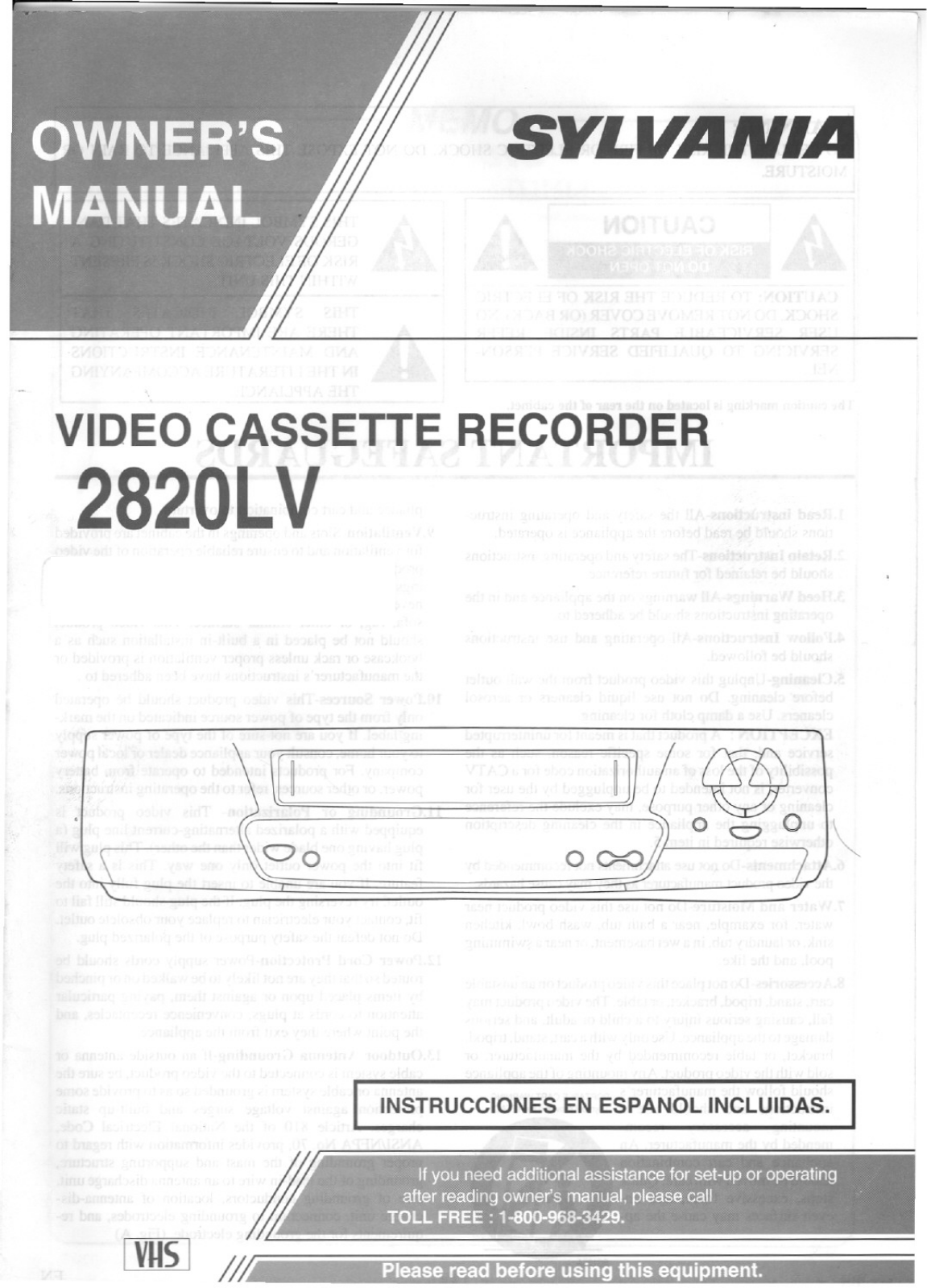 Sylvania 2820LV User Manual