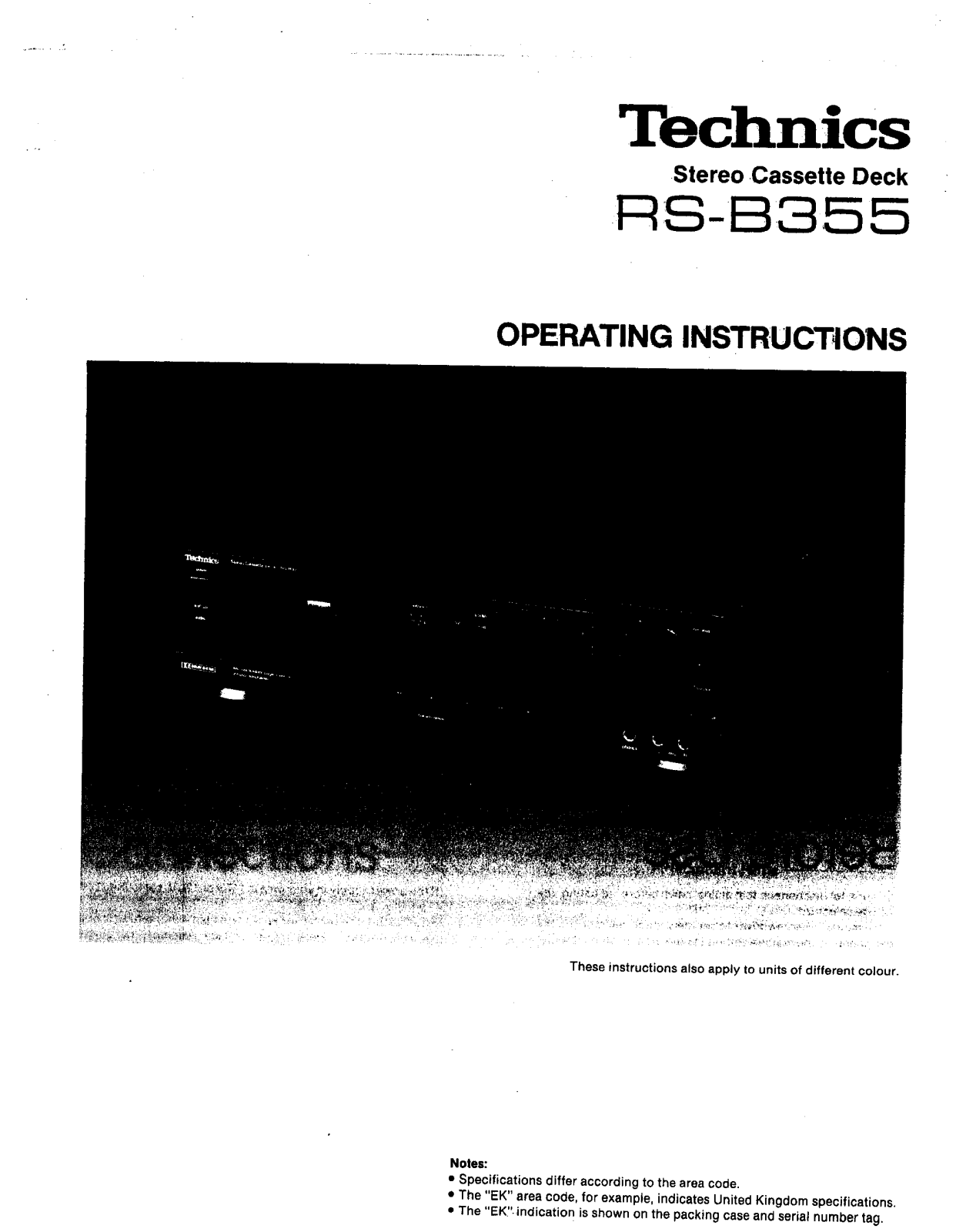 Panasonic RS-B355 Operating Instructions