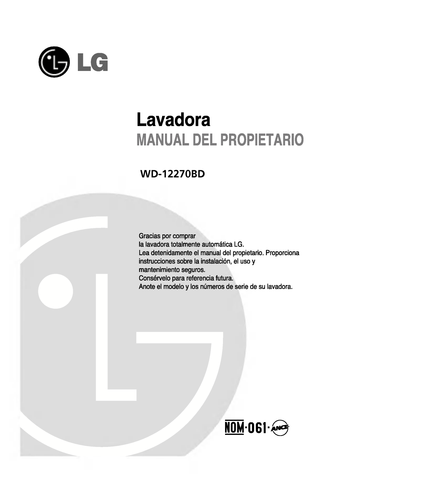 LG WD-11270BD Owner's Manual