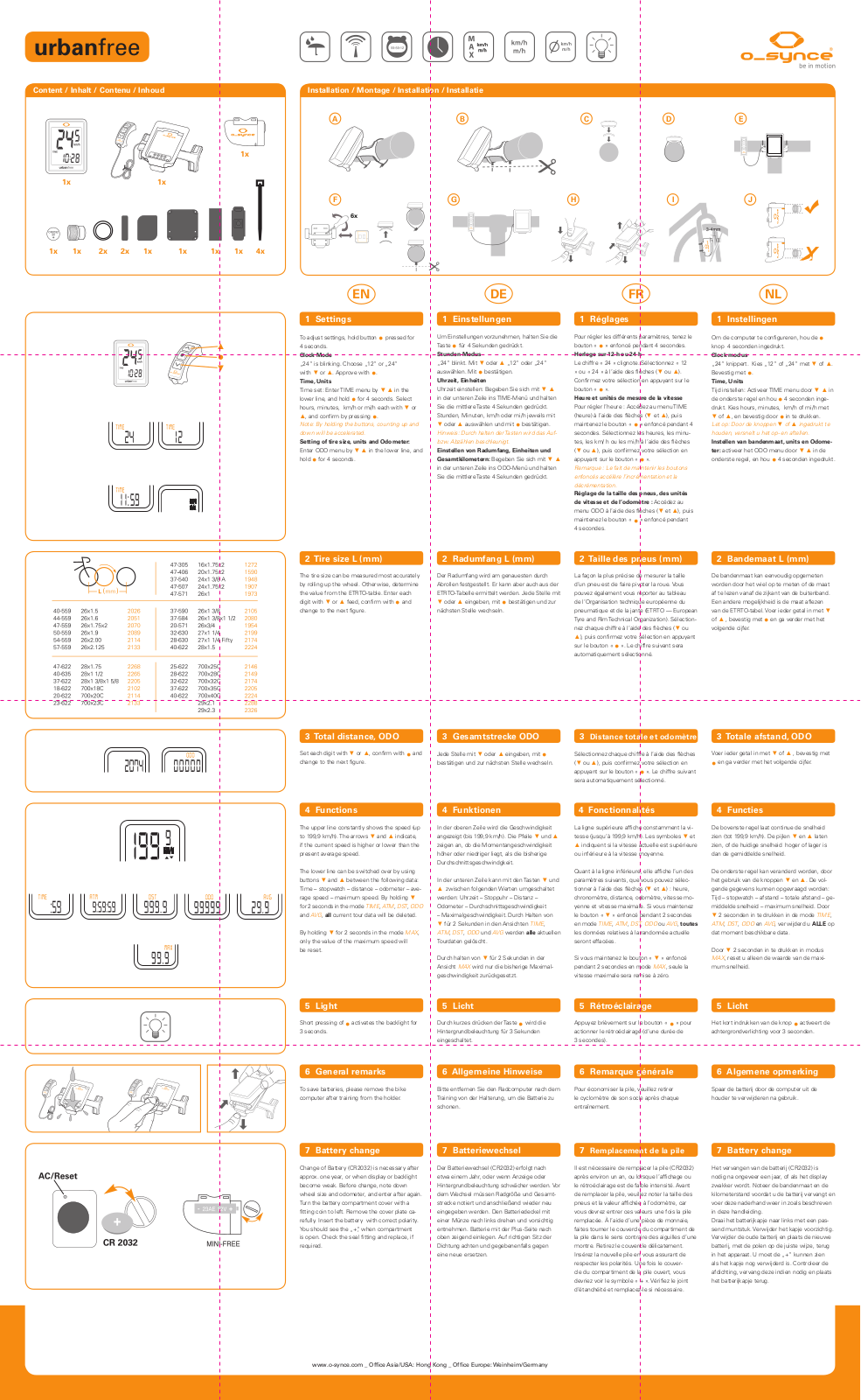 O-Synce urbanfree User Manual