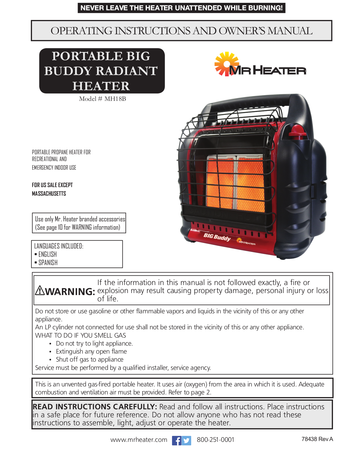 Mr. Heater MH18B OWNER’S MANUAL