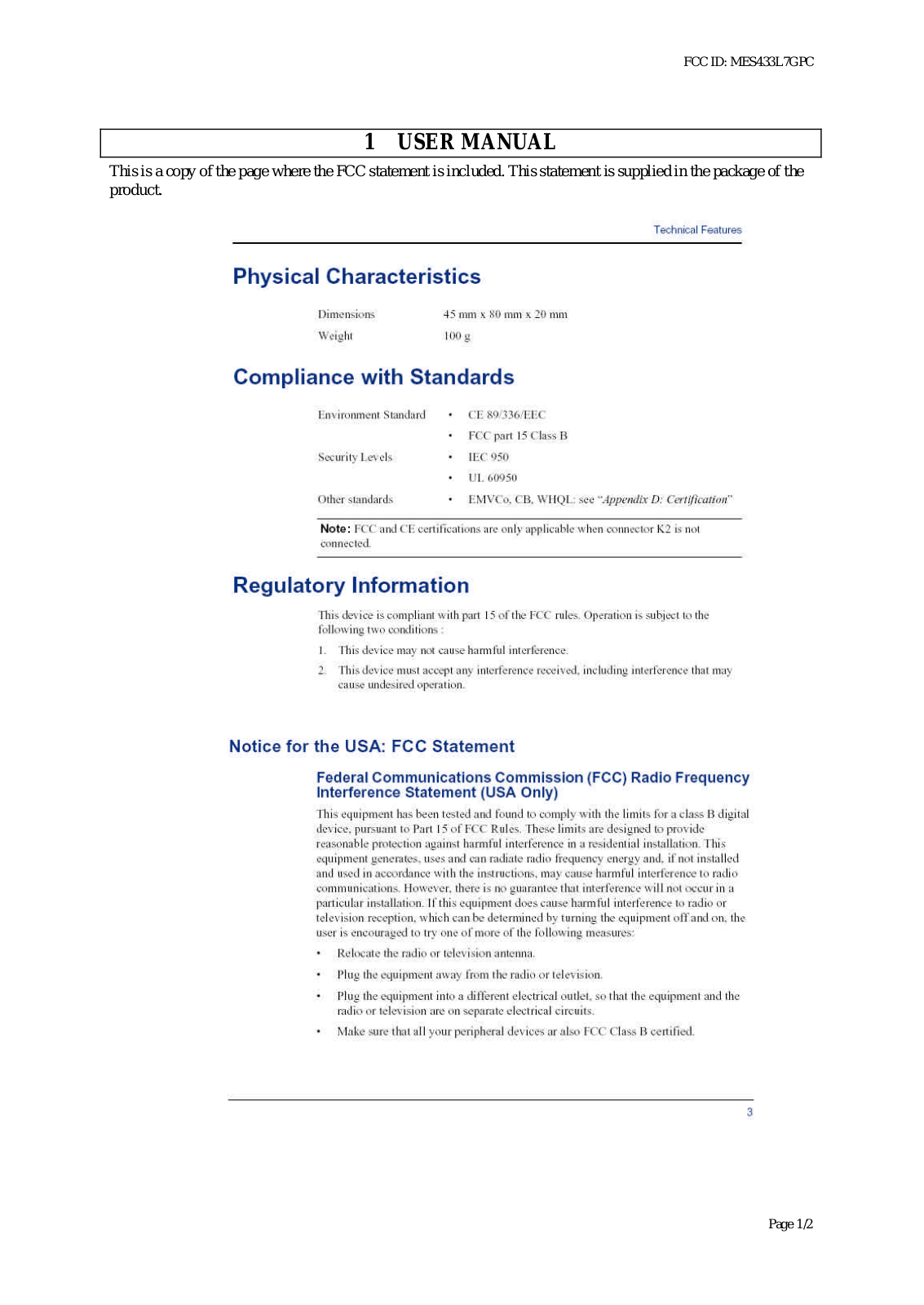 Gemalto 410EMVGC User Manual