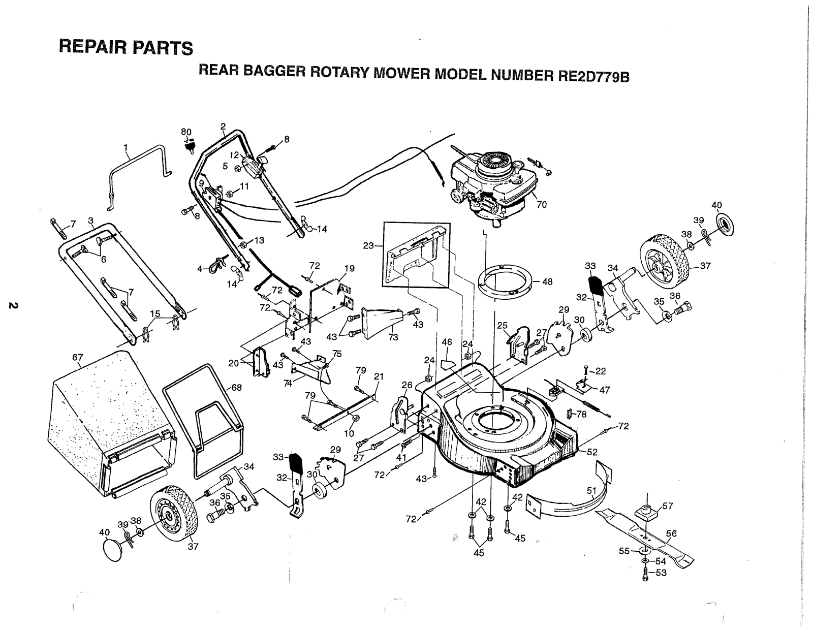 AYP RE2D779B Parts List