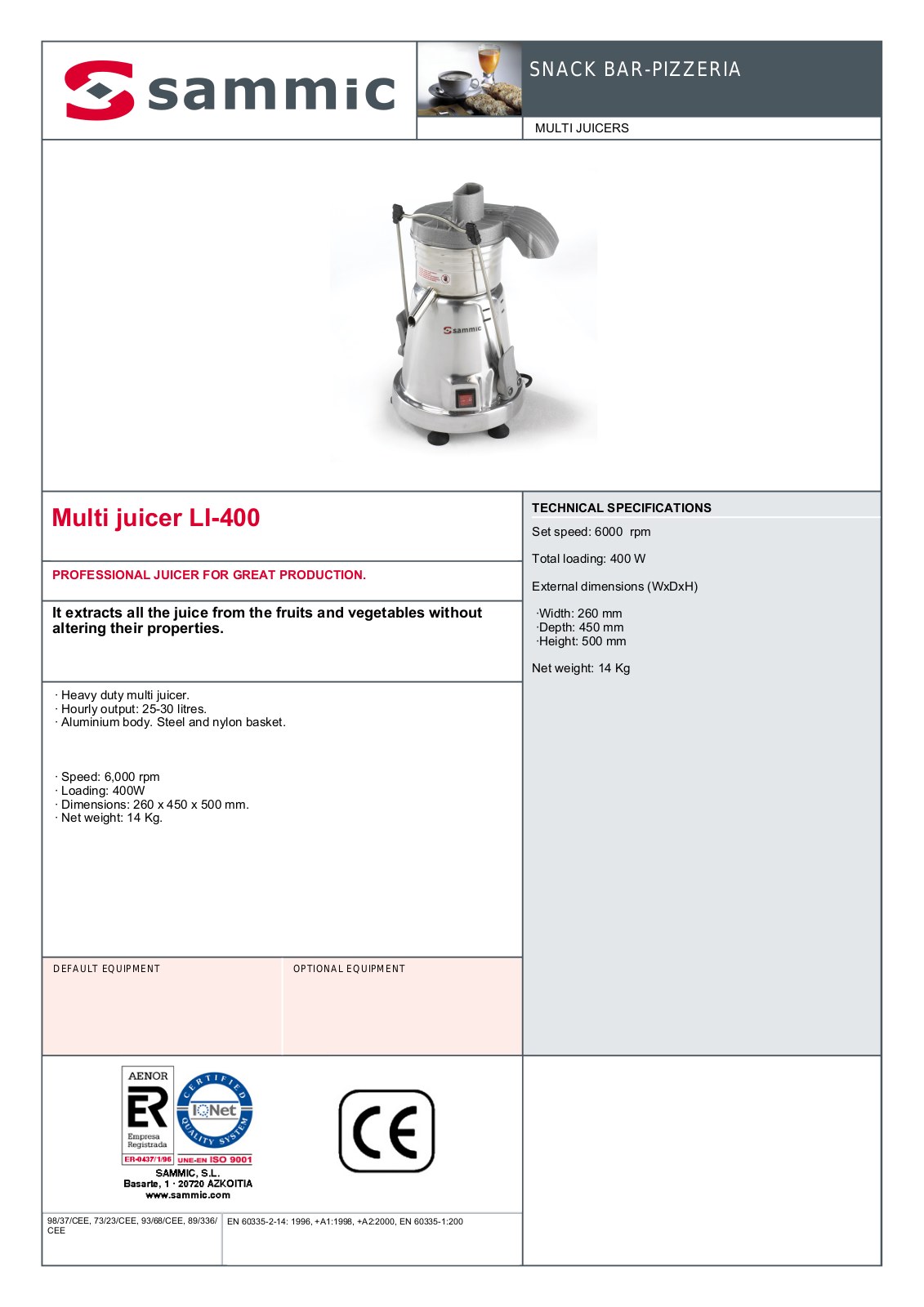 Sammic LI-400 User Manual