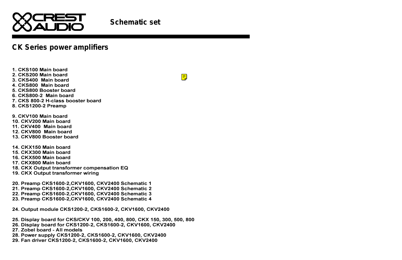 Crest Audio serie CK Schematic