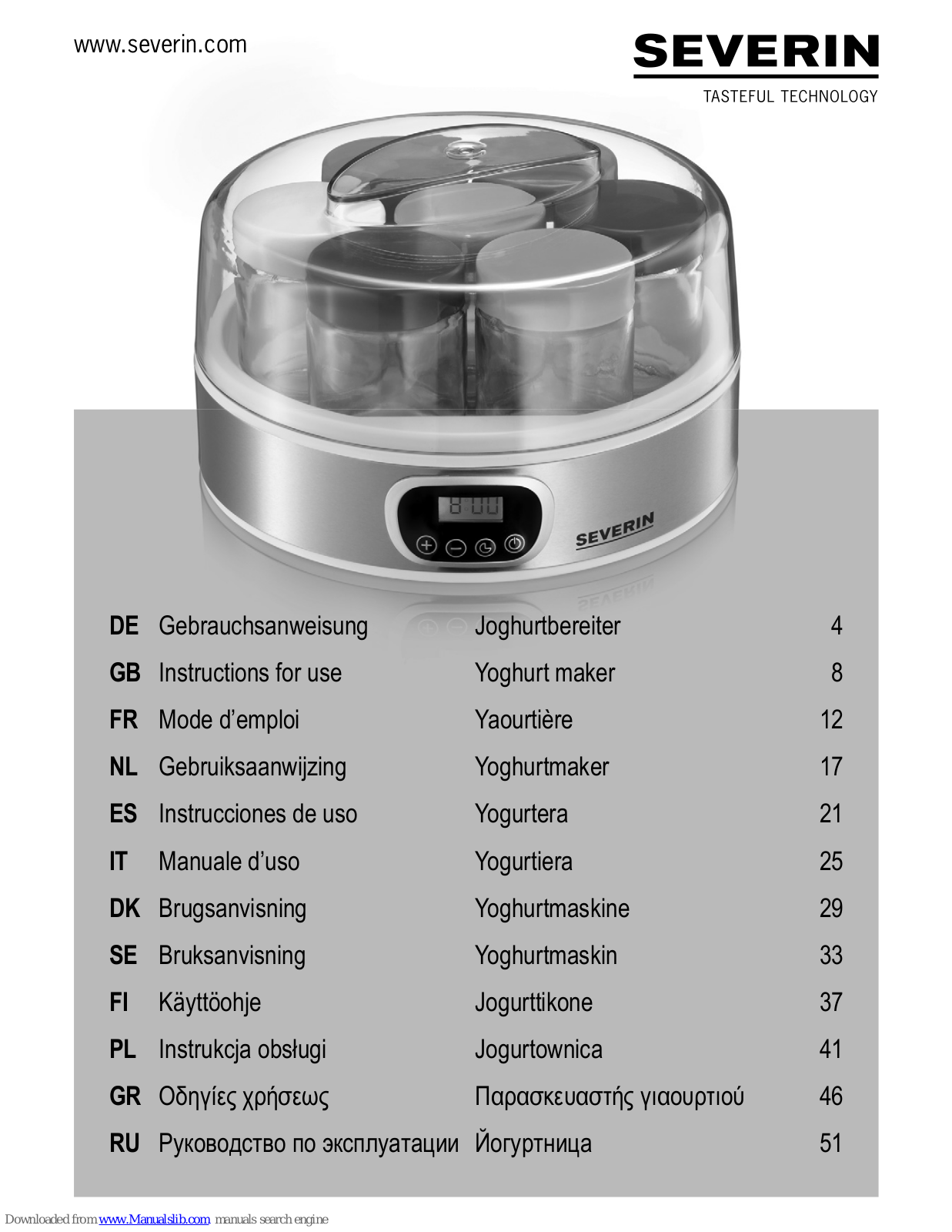 SEVERIN JG 3523, JG 3516 Instructions For Use Manual