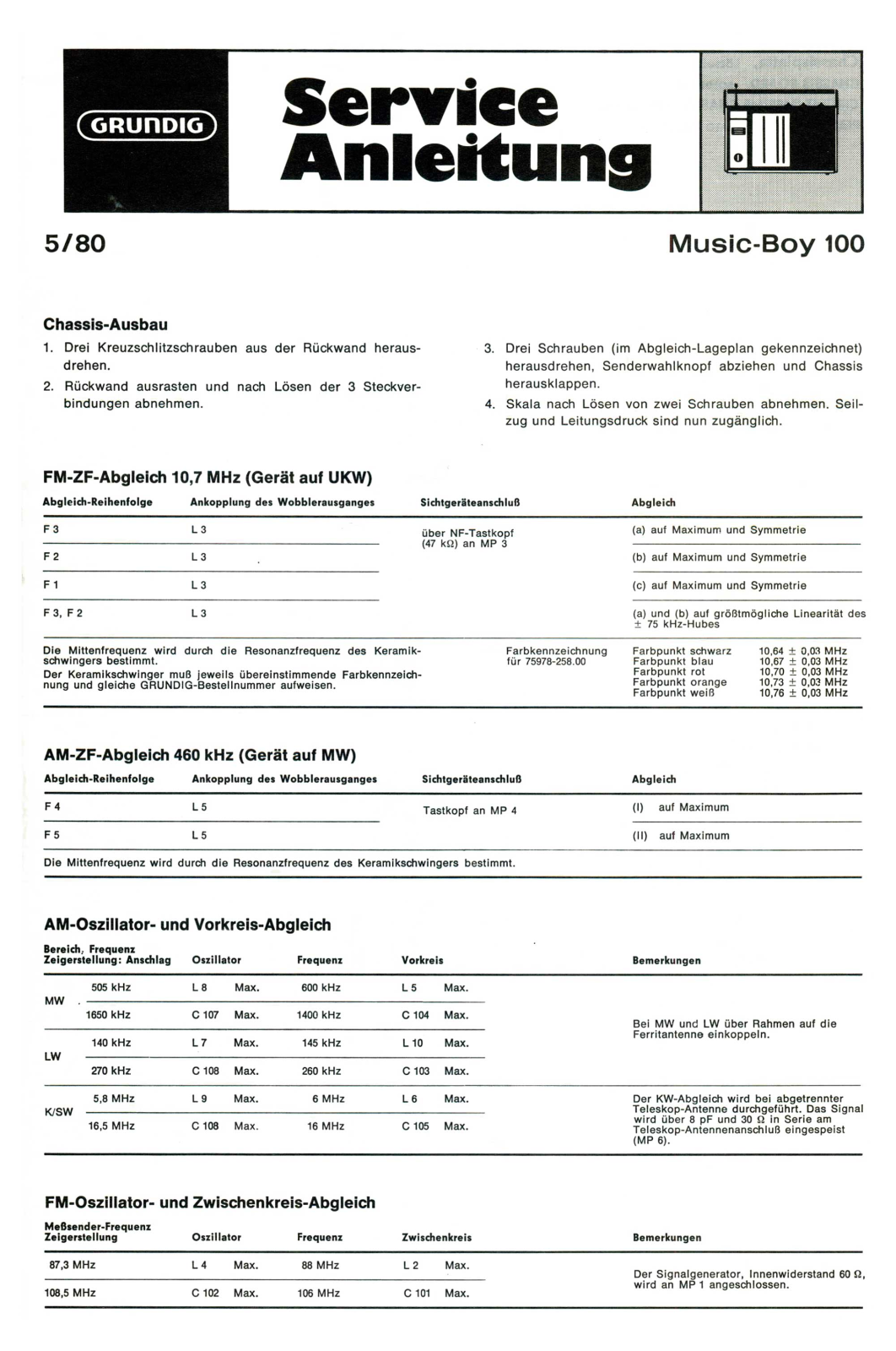 Grundig Music-Boy-100 Service Manual