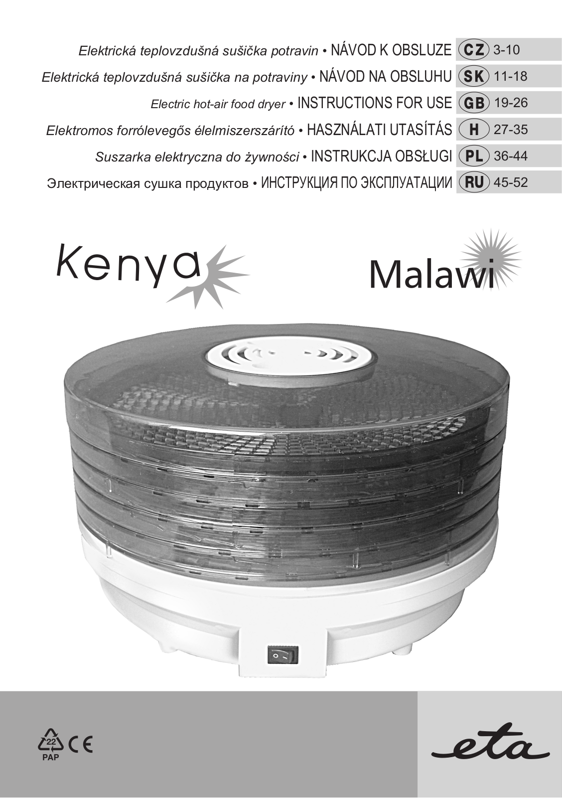 ETA Kenya 2300 90050 User Manual