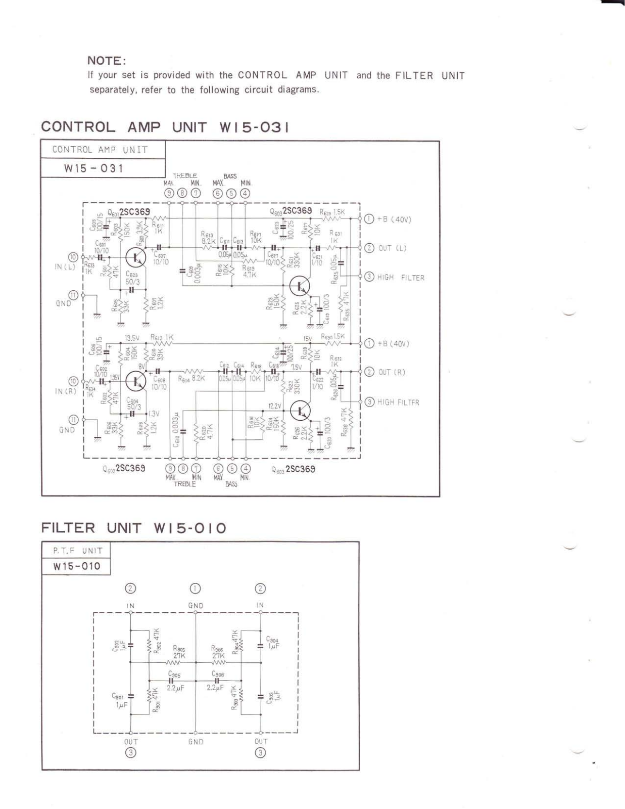 Pioneer W15-010, W15-031 Schematic