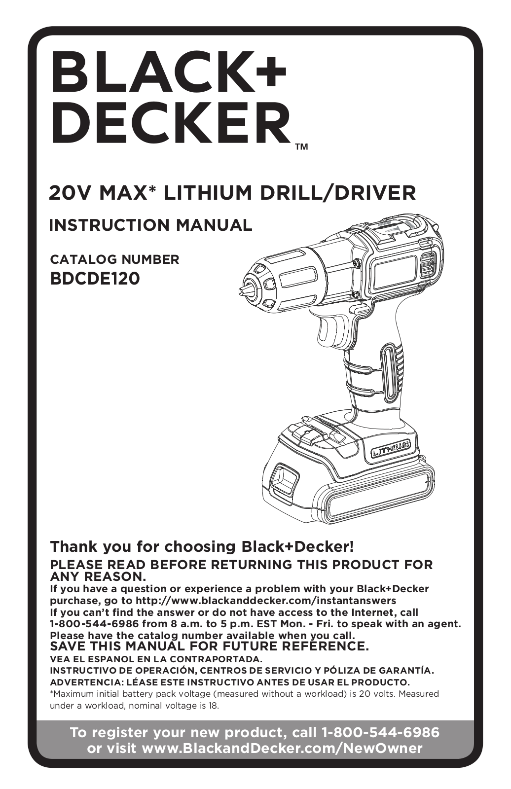 Black & Decker BDCDE120C, BDCDE120CR User Manual