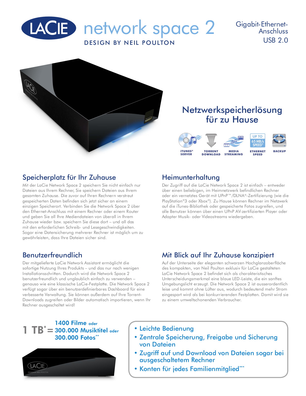 Lacie NETWORK SPACE 2 DATASHEET