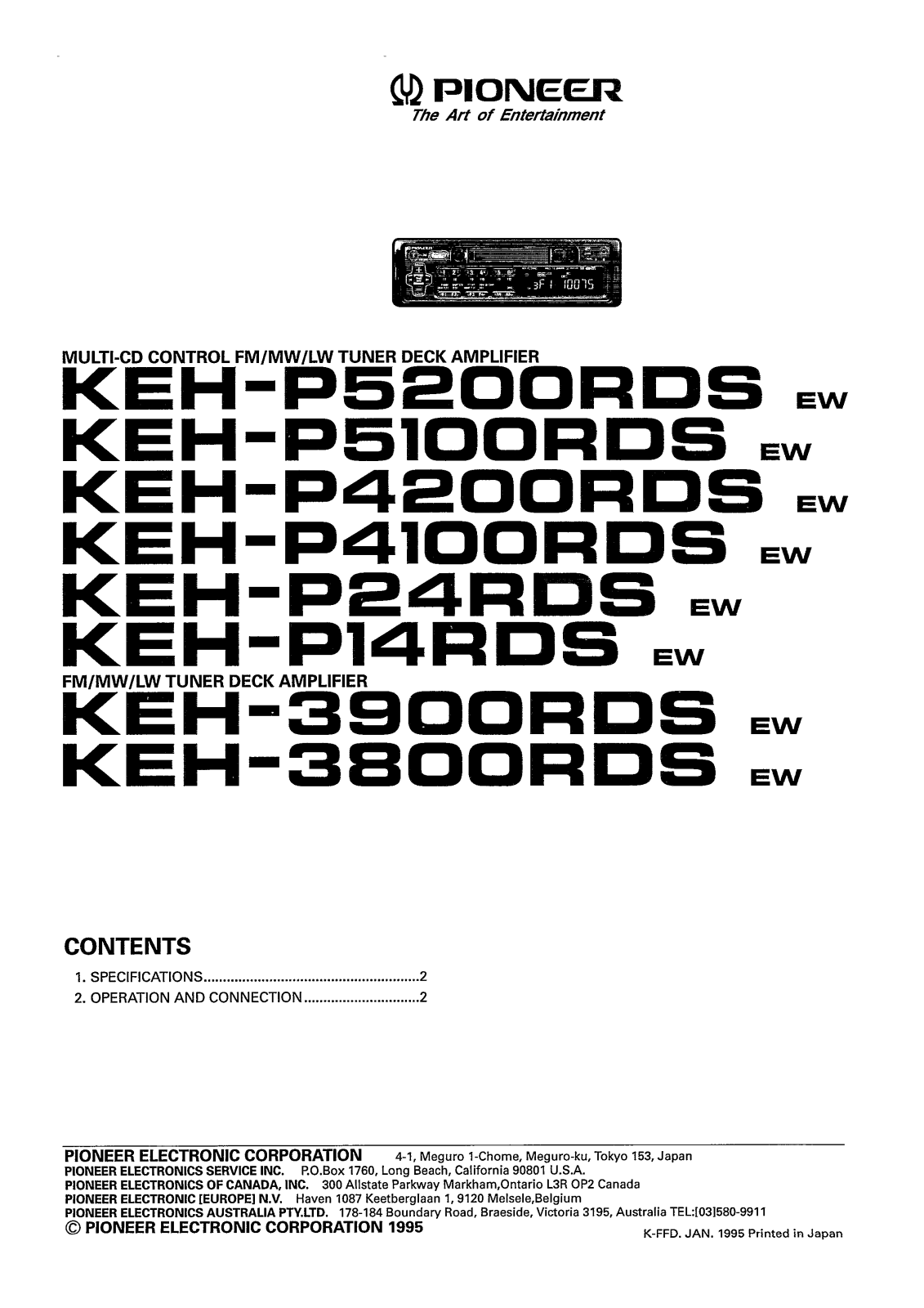 Pioneer KEH-P5200RDS, KEH-P4100RDS, KEH-P24RDS, KEH-P5100RDS, KEH-3900RDS Manual