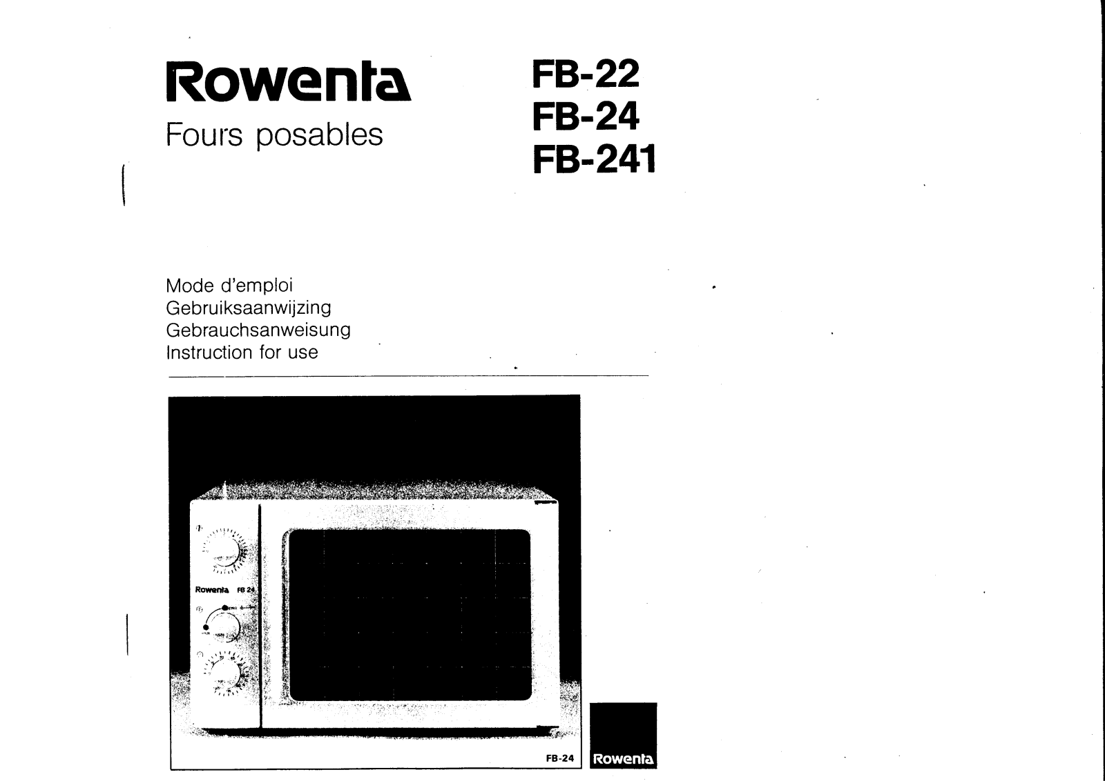 ROWENTA FB 22, FB 24, FB 241 User Manual