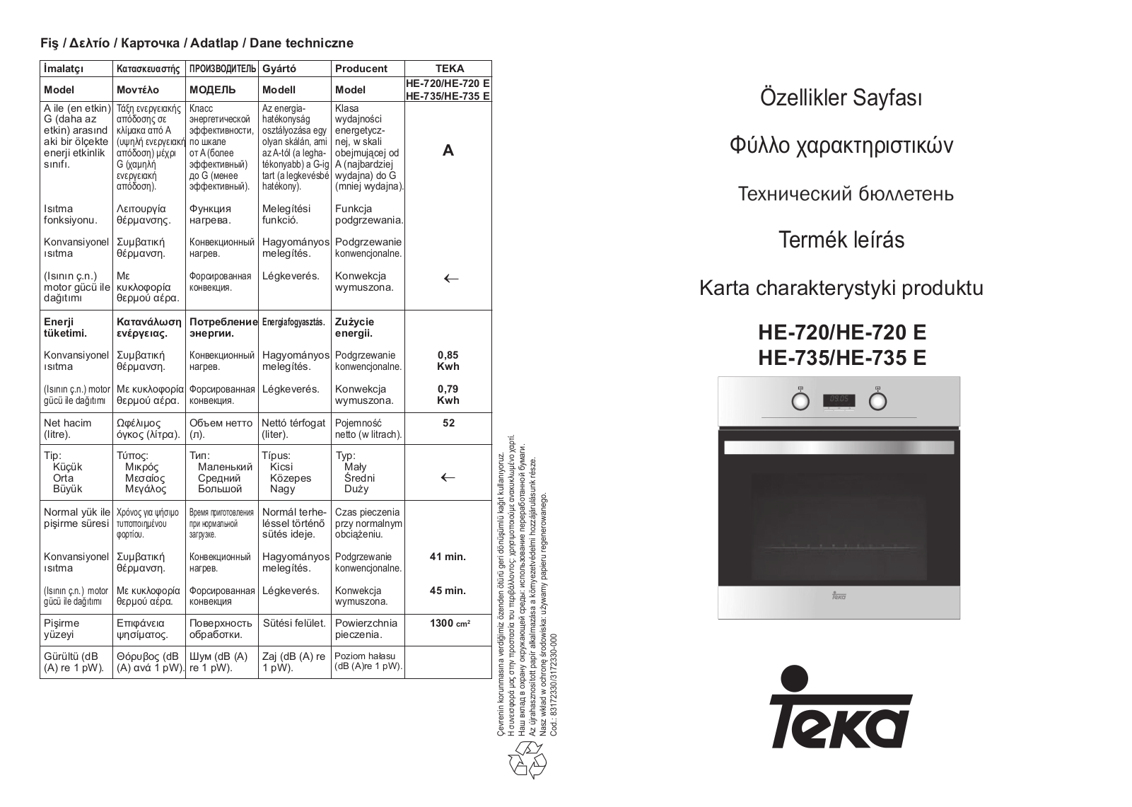 Teka HE 720, HE 725 User Manual