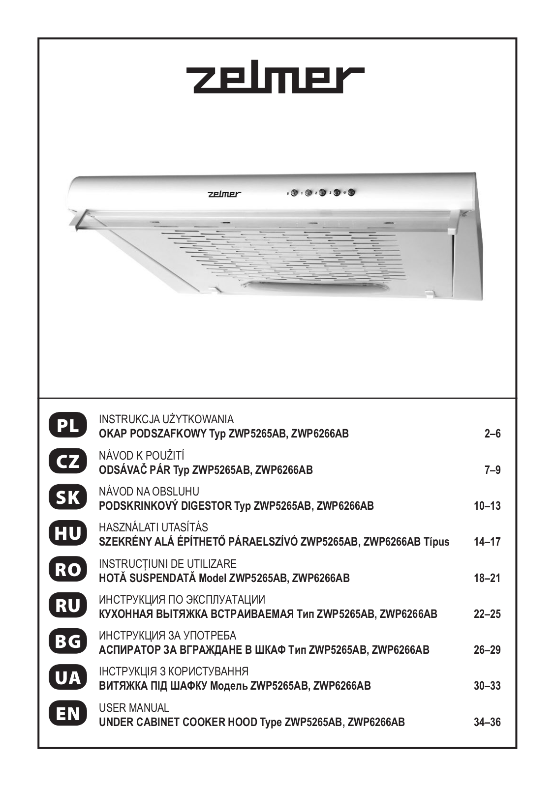 Zelmer ZWP 5265AB, ZWP 6266AB User Manual