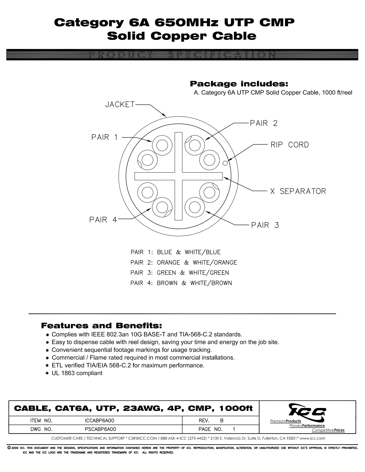 ICC ICCABP6ABL, ICCABP6AWH Specsheet