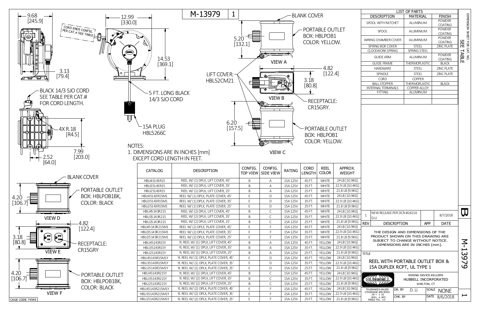 Hubbell HBLI25143R15 Reference Drawing