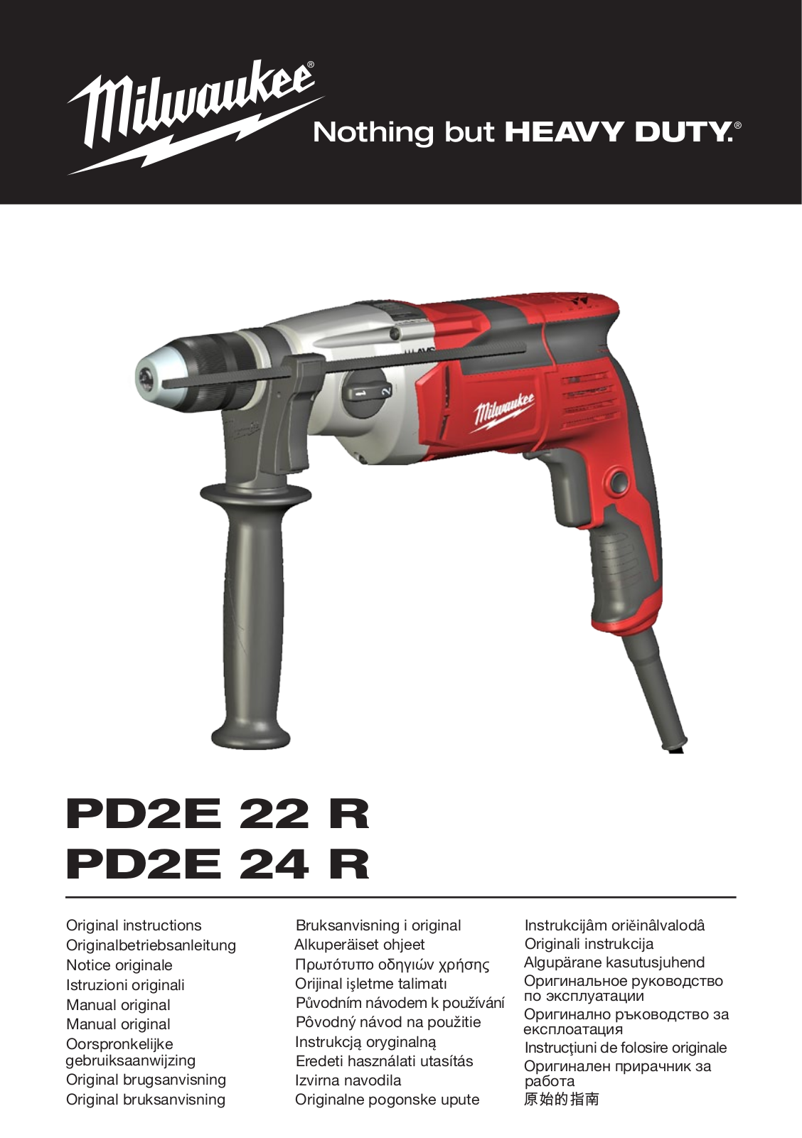 Milwaukee PD2E 22 R, PD2E 24 R Original Instructions Manual