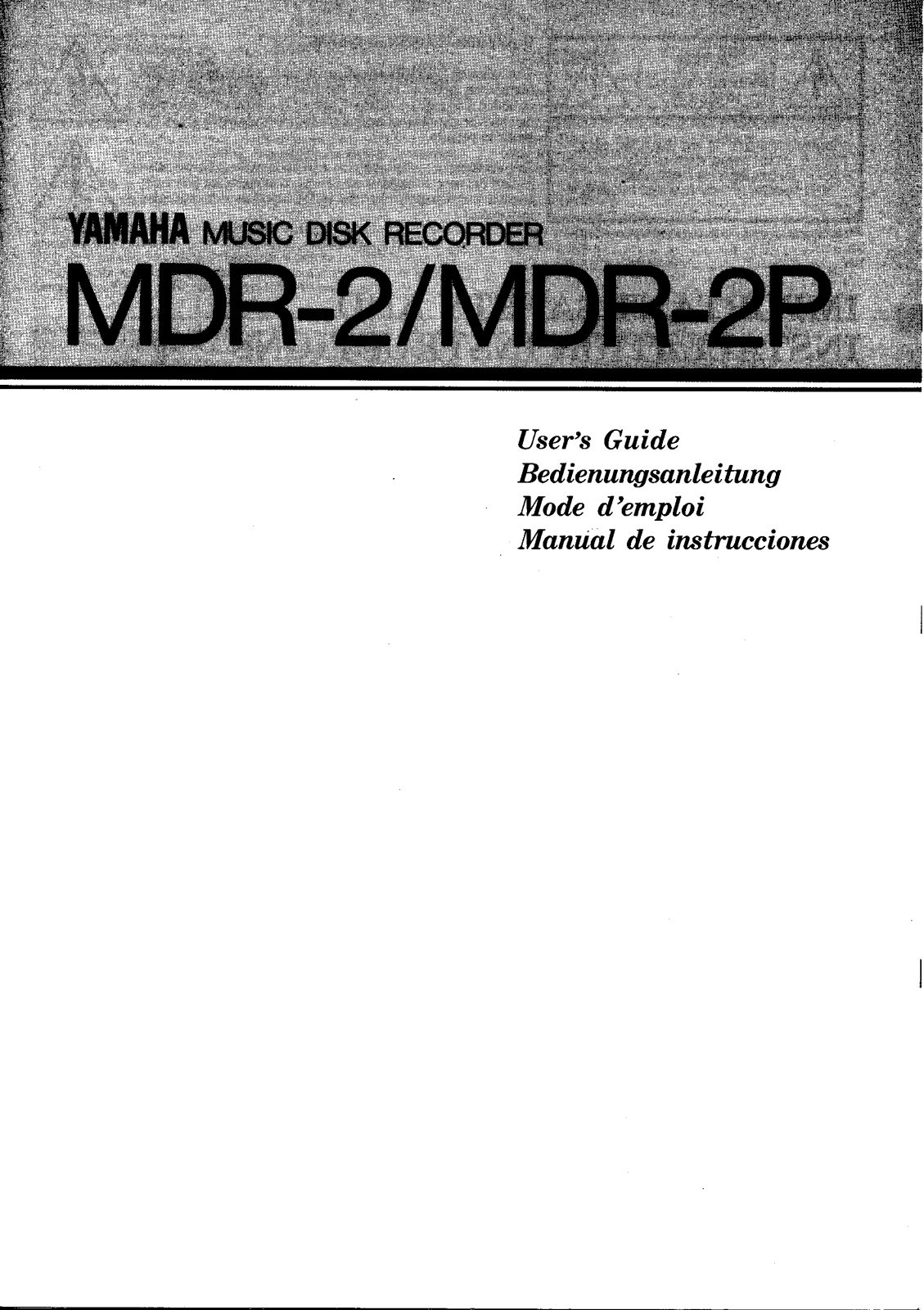 Yamaha MDR2E, MDR2 User Manual