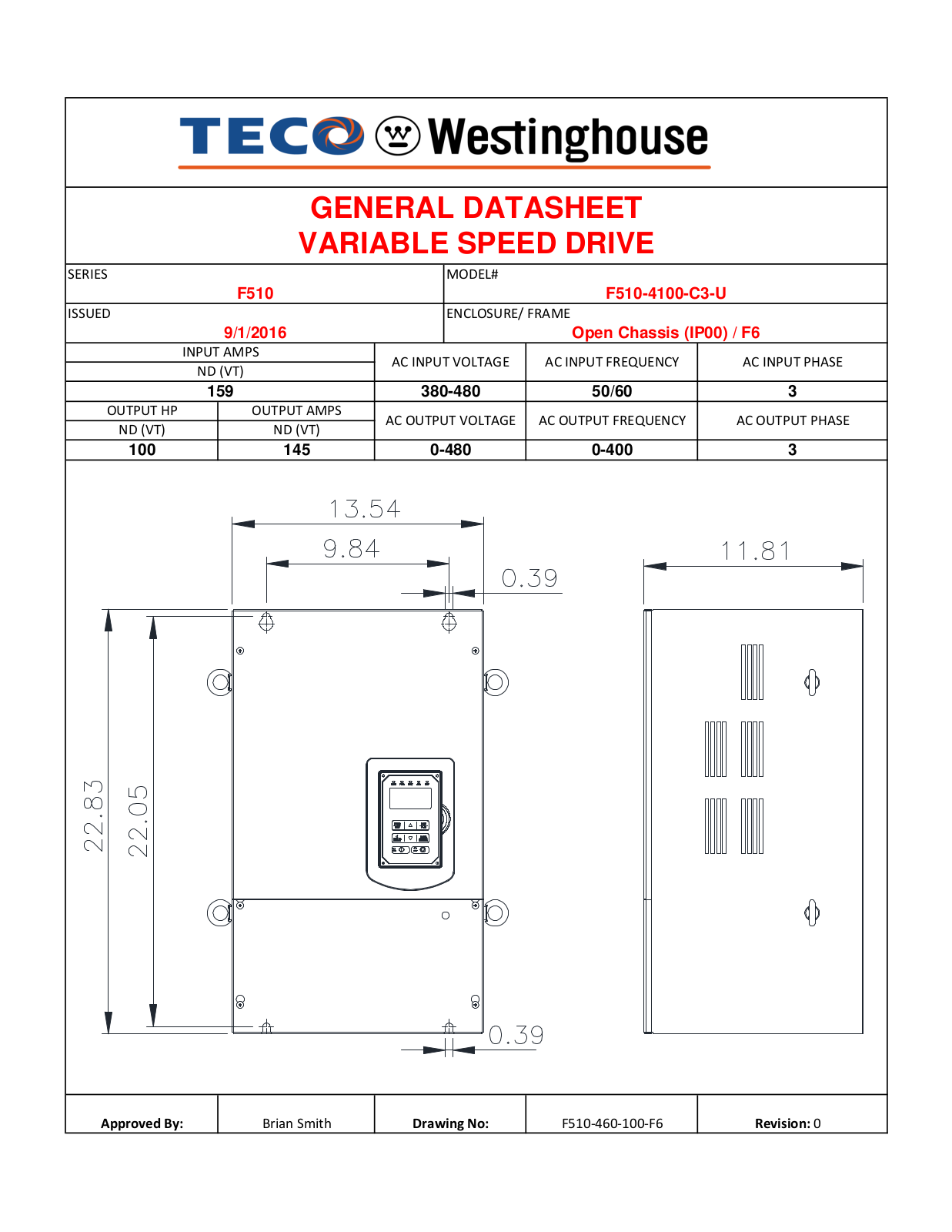 Teco F510-4100-C3-U Data Sheet