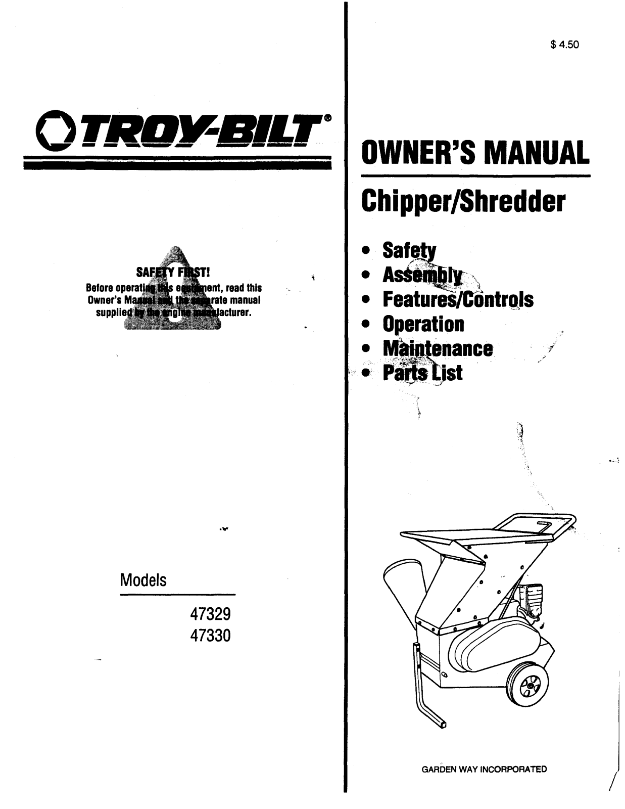 Troy-Bilt 47329 User Manual