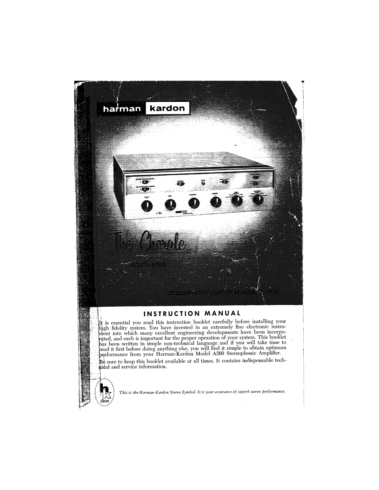 Harman Kardon A-260 Owners manual