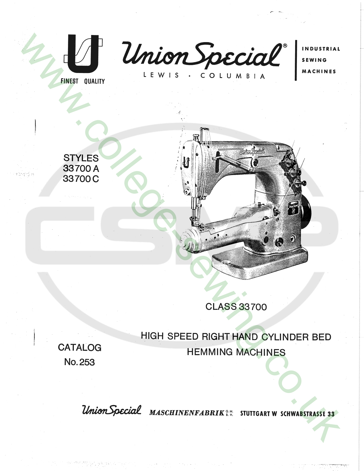 Union Special 253 Parts Book