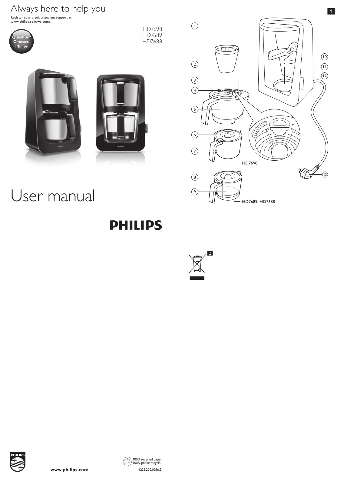 PHILIPS HD7698, HD7688 User Manual