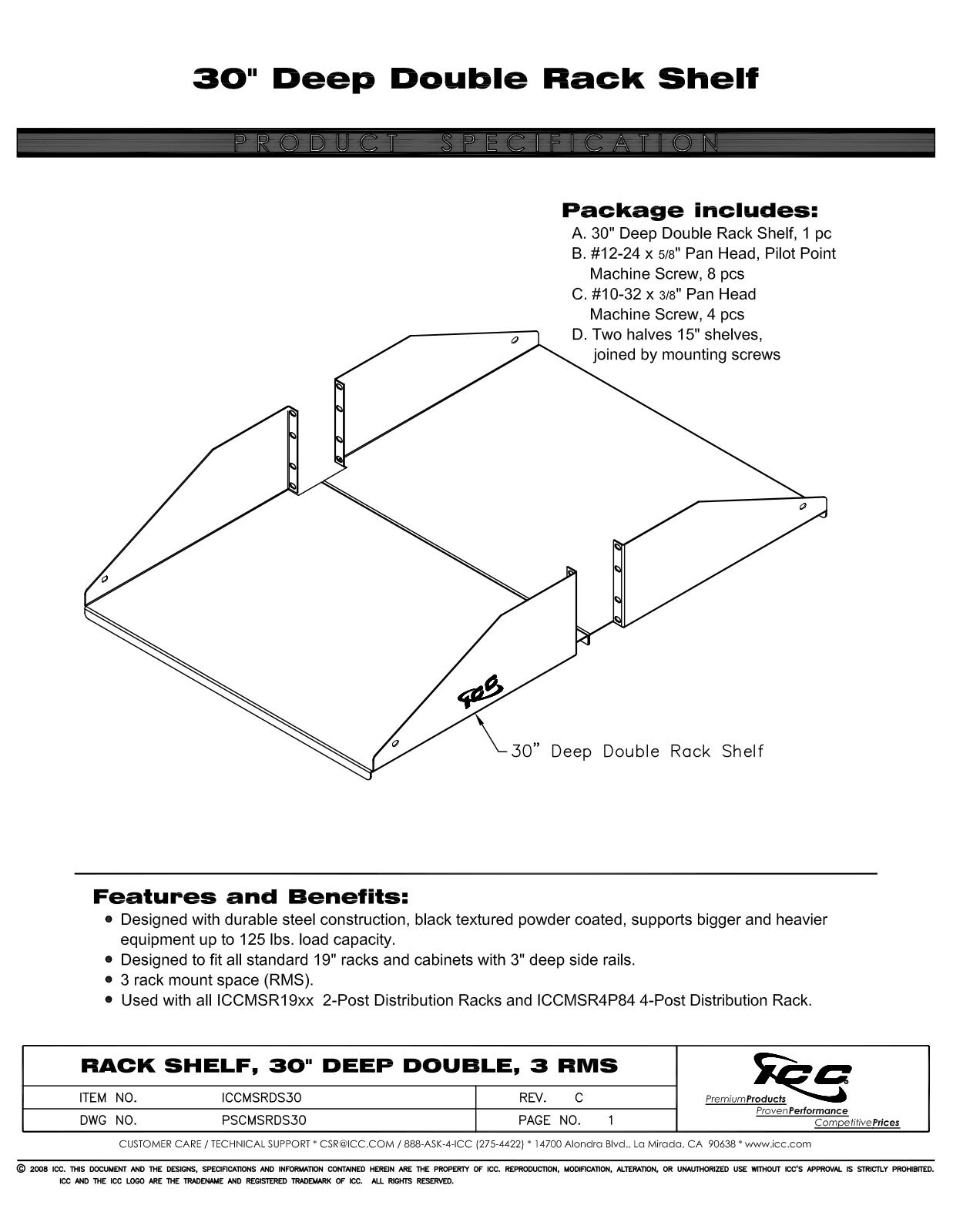 ICC ICCMSRDS30 Specsheet