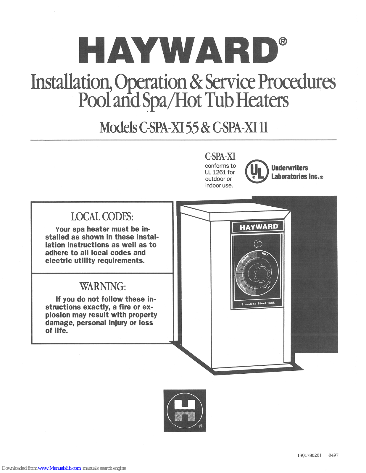 Hayward C-SPA-XI 5.5, C-SPA-XI 11 Installation & Operation Manual