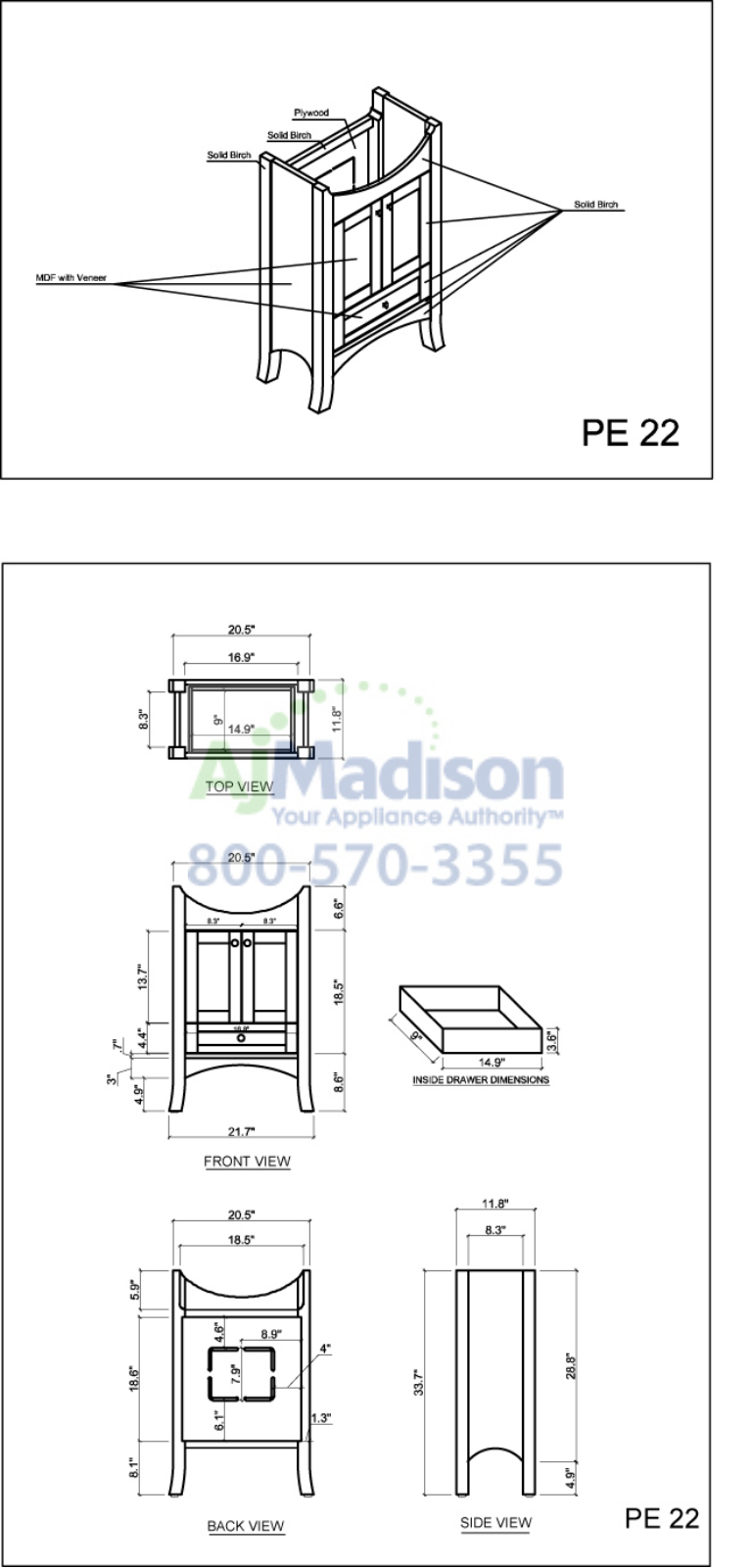 Empire Industries PE22W Specs