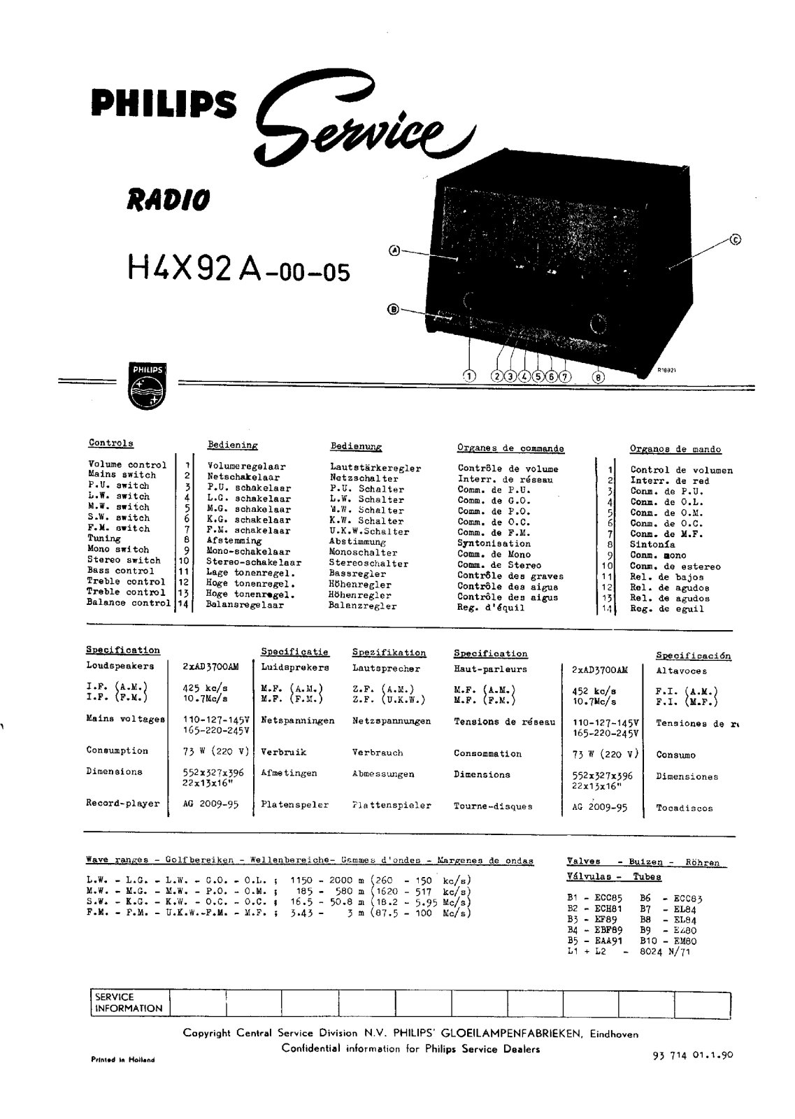 Philips H-4-X-92-A Service Manual