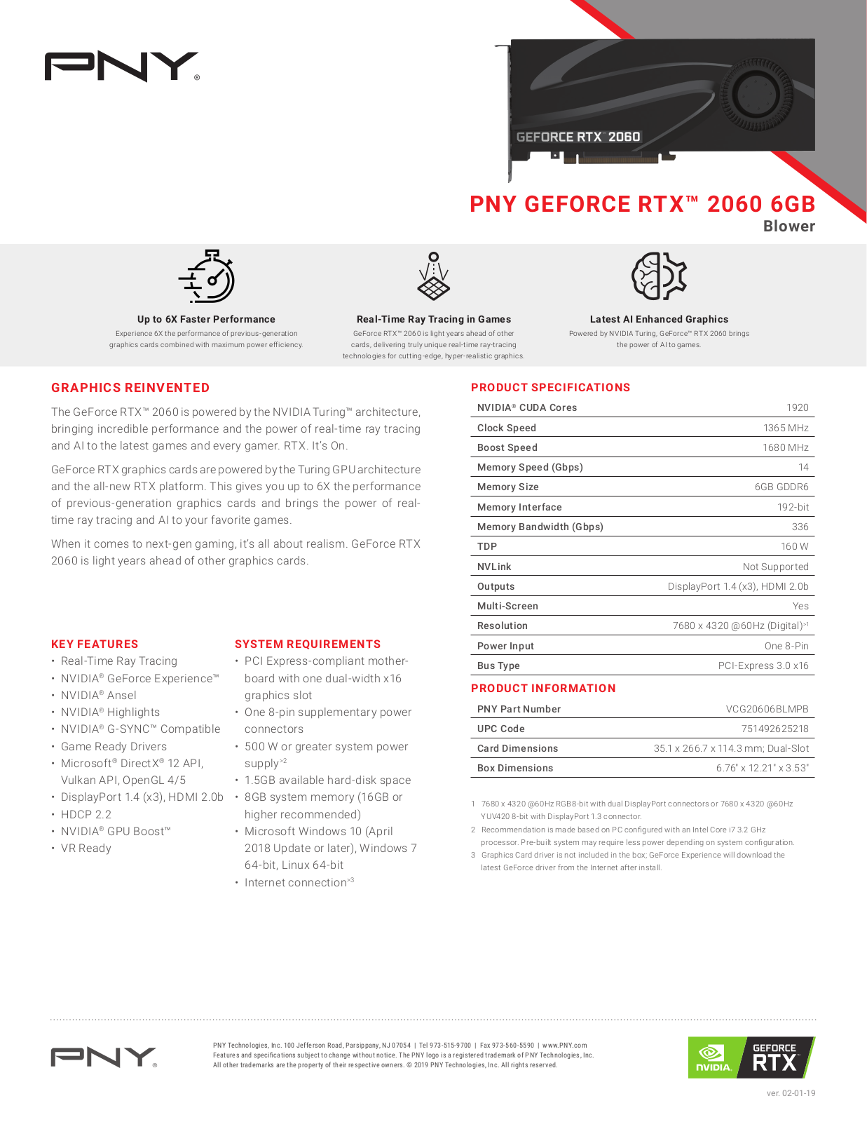 PNY VCG20606BLMPB Product Data Sheet