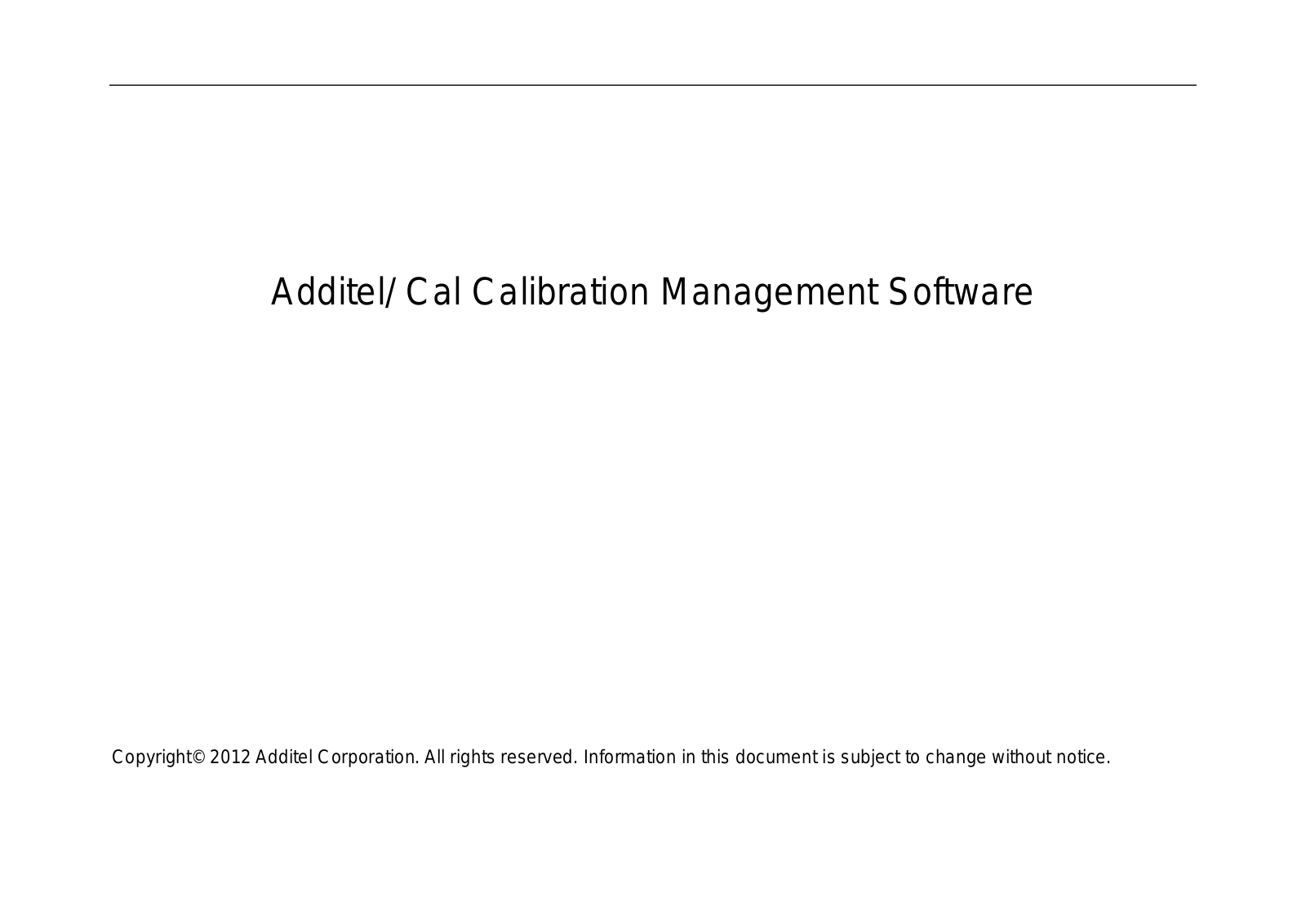 Additel Cal User Manual