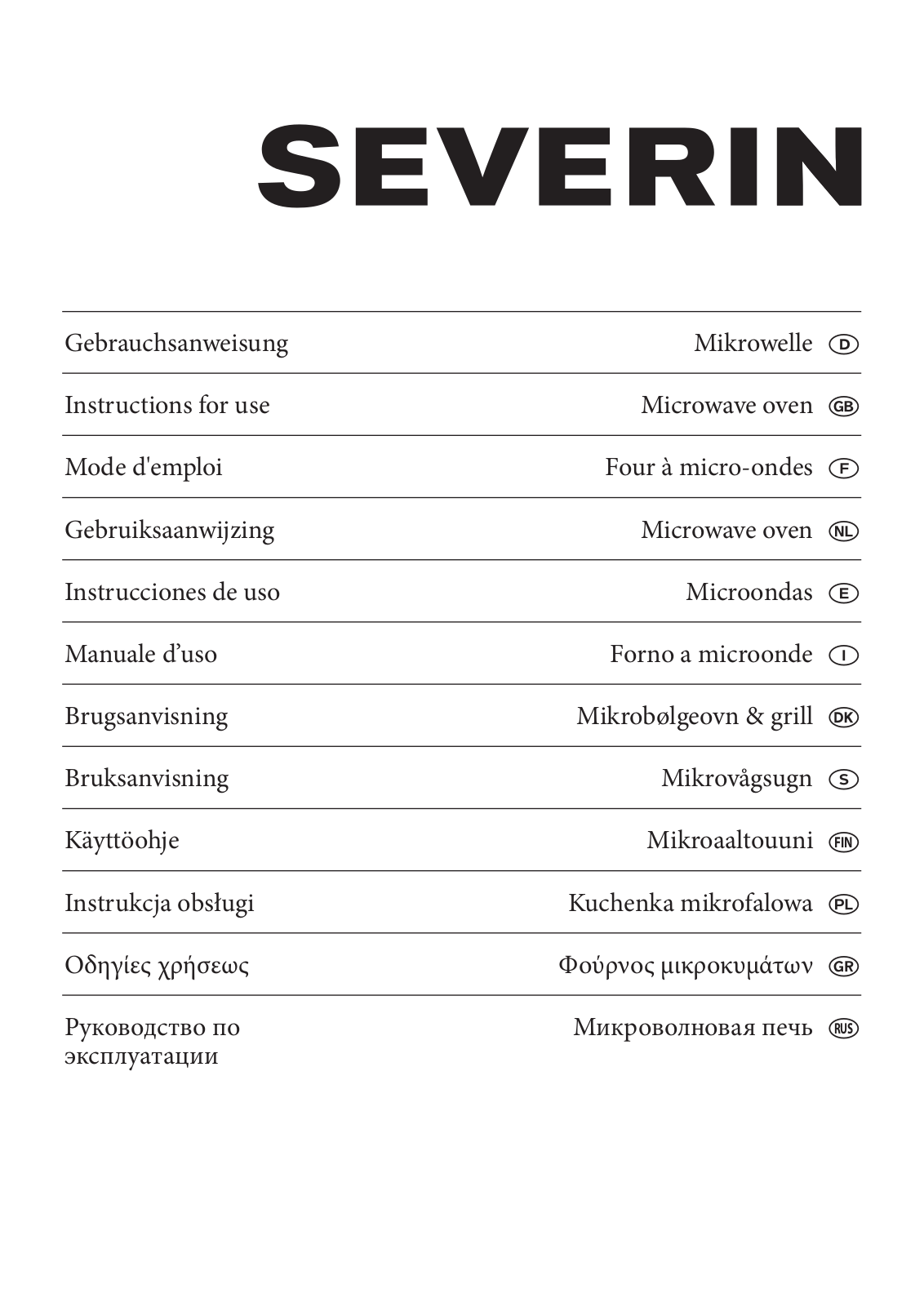 SEVERIN MW7801, MW7806 User Manual