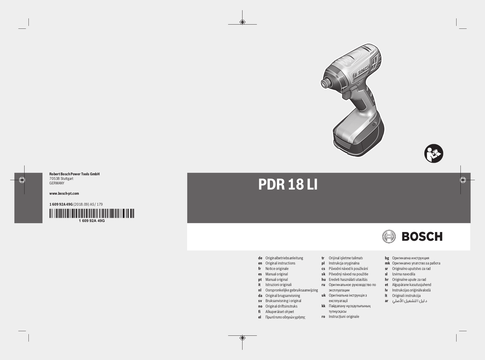 Bosch PDR 18 LI User manual