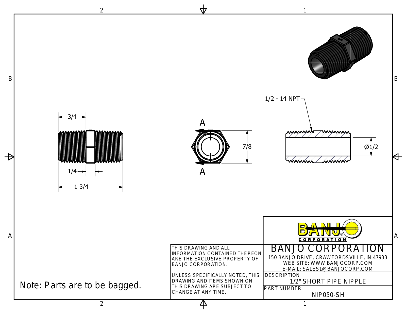 Banjo NIP050-SH Drawing - ManualMachine.com