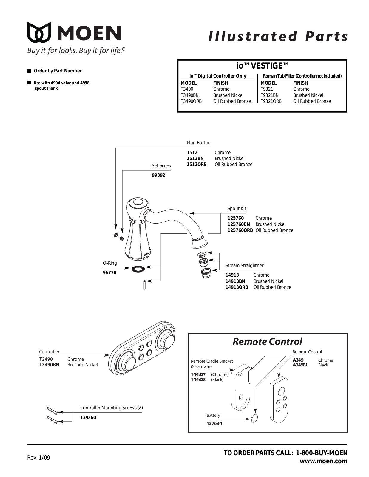 Moen T9321BN, T9321ORB User Manual - ManualMachine.com