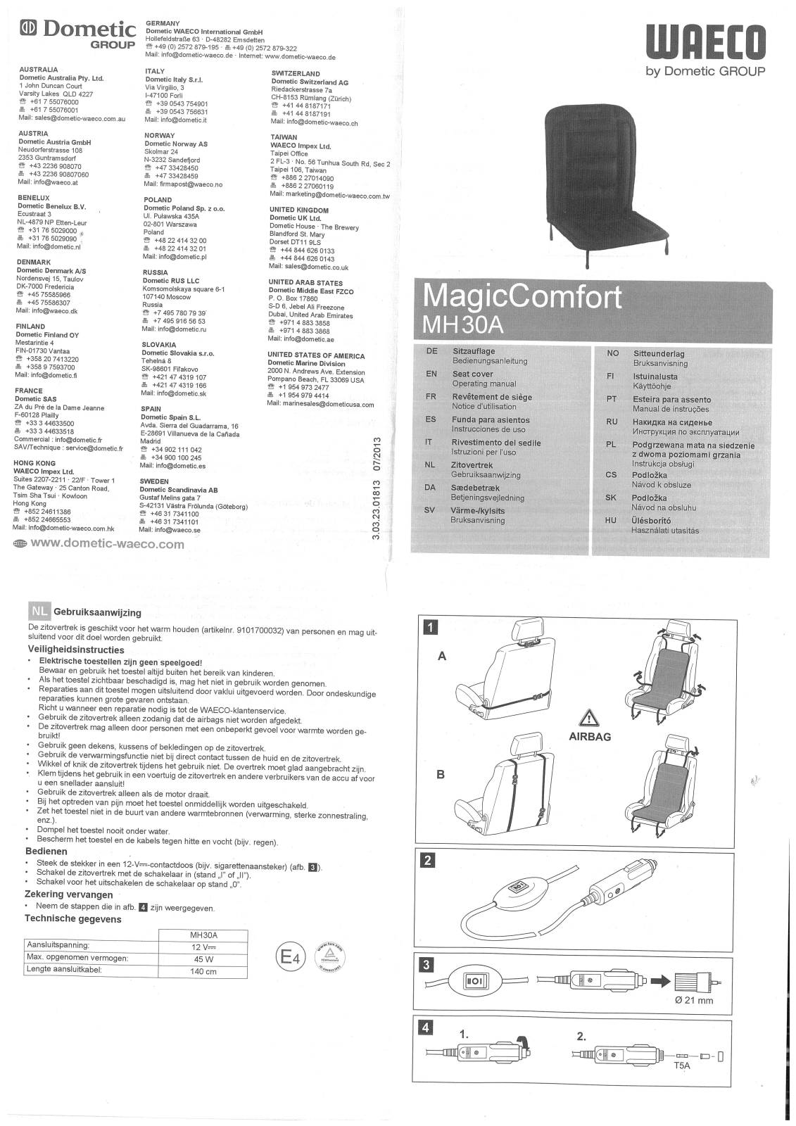 Waeco MagicComfort MH30A Operating Manual