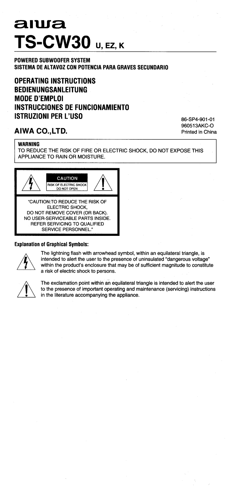 Sony TSCW30 User Manual