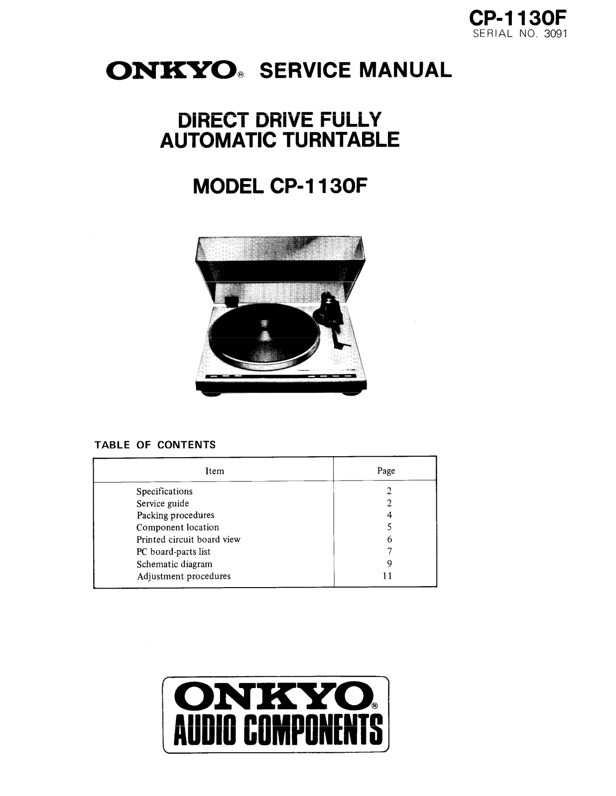 Onkyo CP-1130-F Service Manual