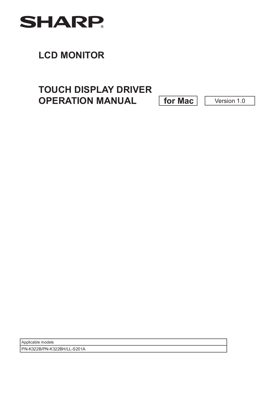 Sharp PN-K322B, PN-K322BH, LLS201A User Manual