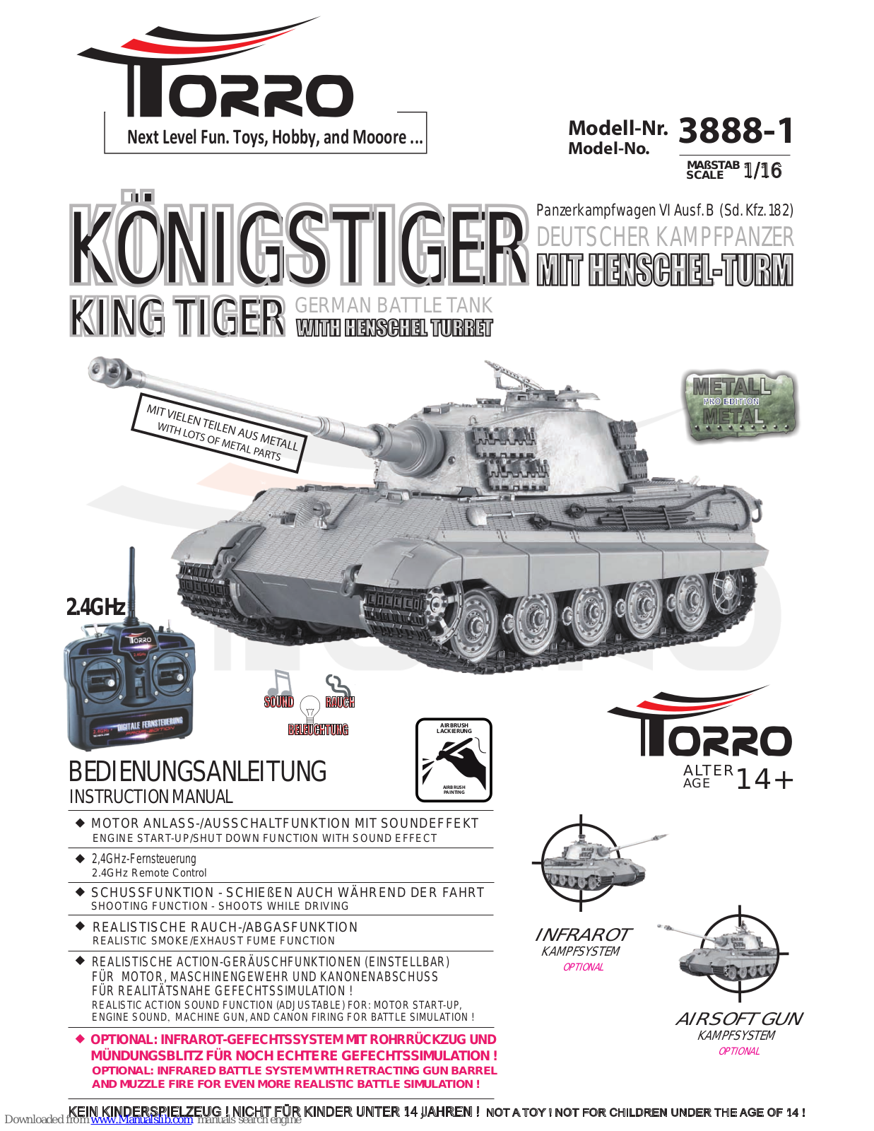 Torro KING TIGER 3888-1 Instruction Manual