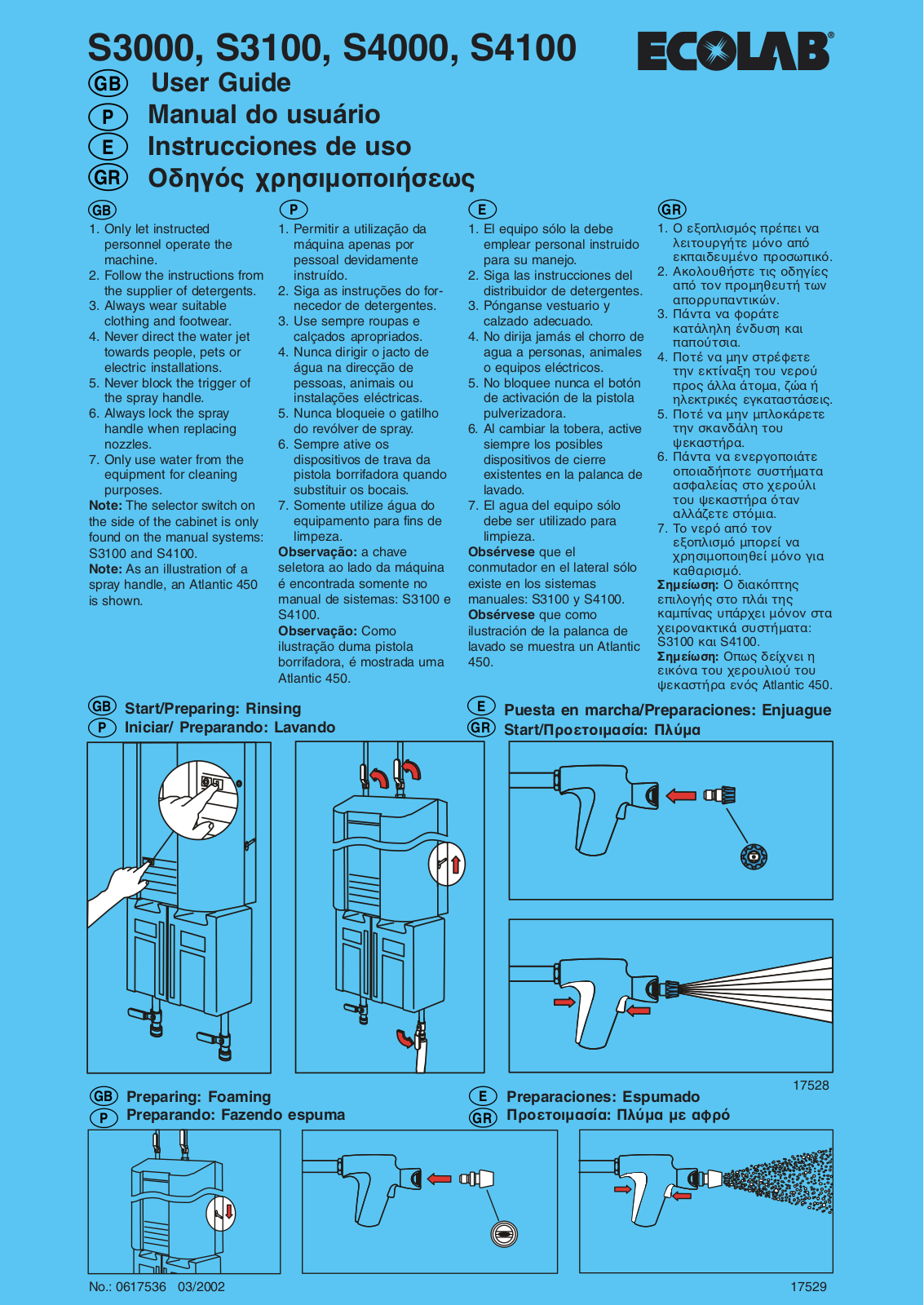 Ecolab S3100, S4000, S3000, S4100 User Manual