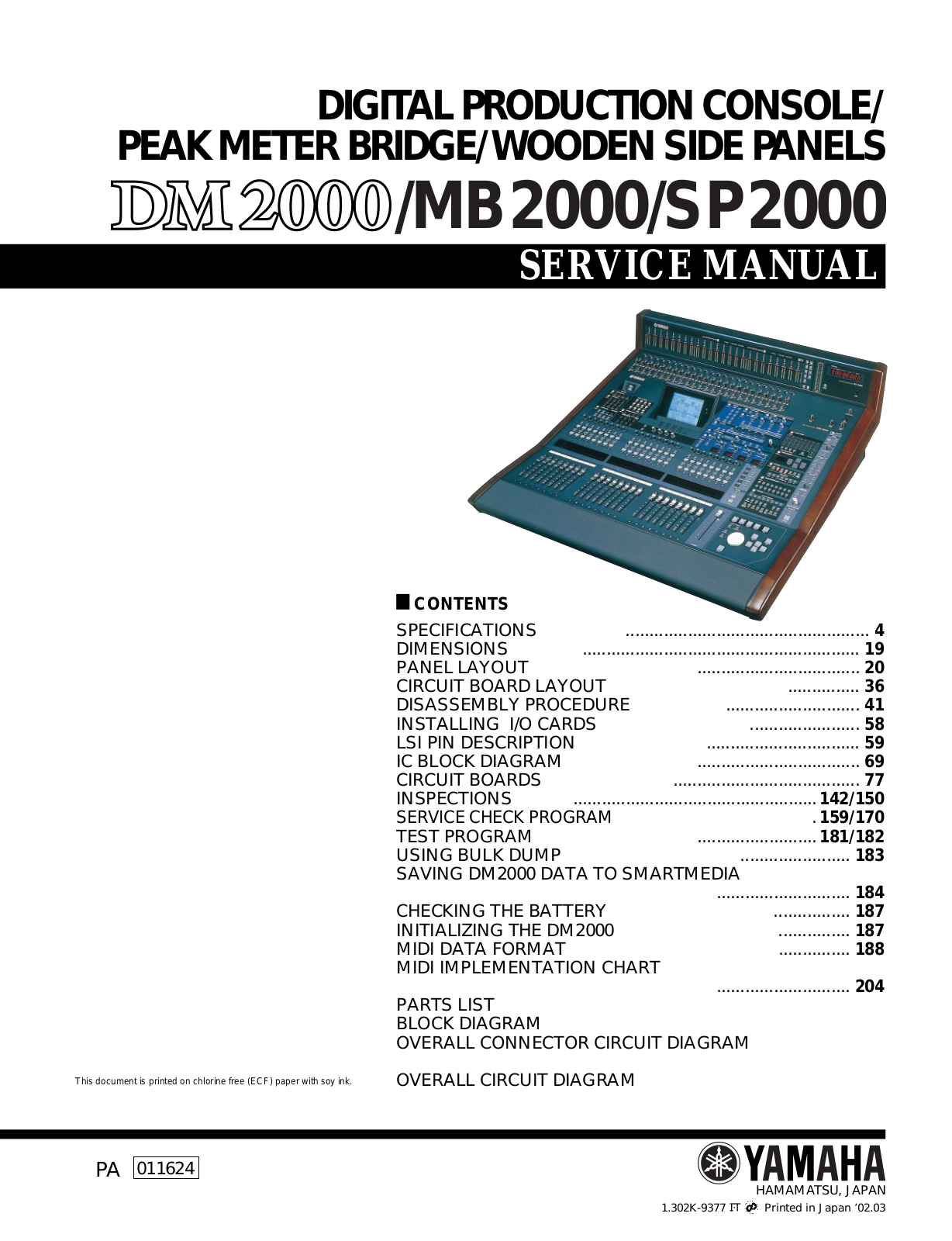 Yamaha DM-2000-E Service manual