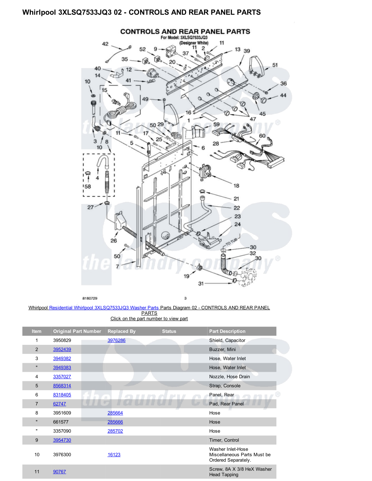 Whirlpool 3XLSQ7533JQ3 Parts Diagram