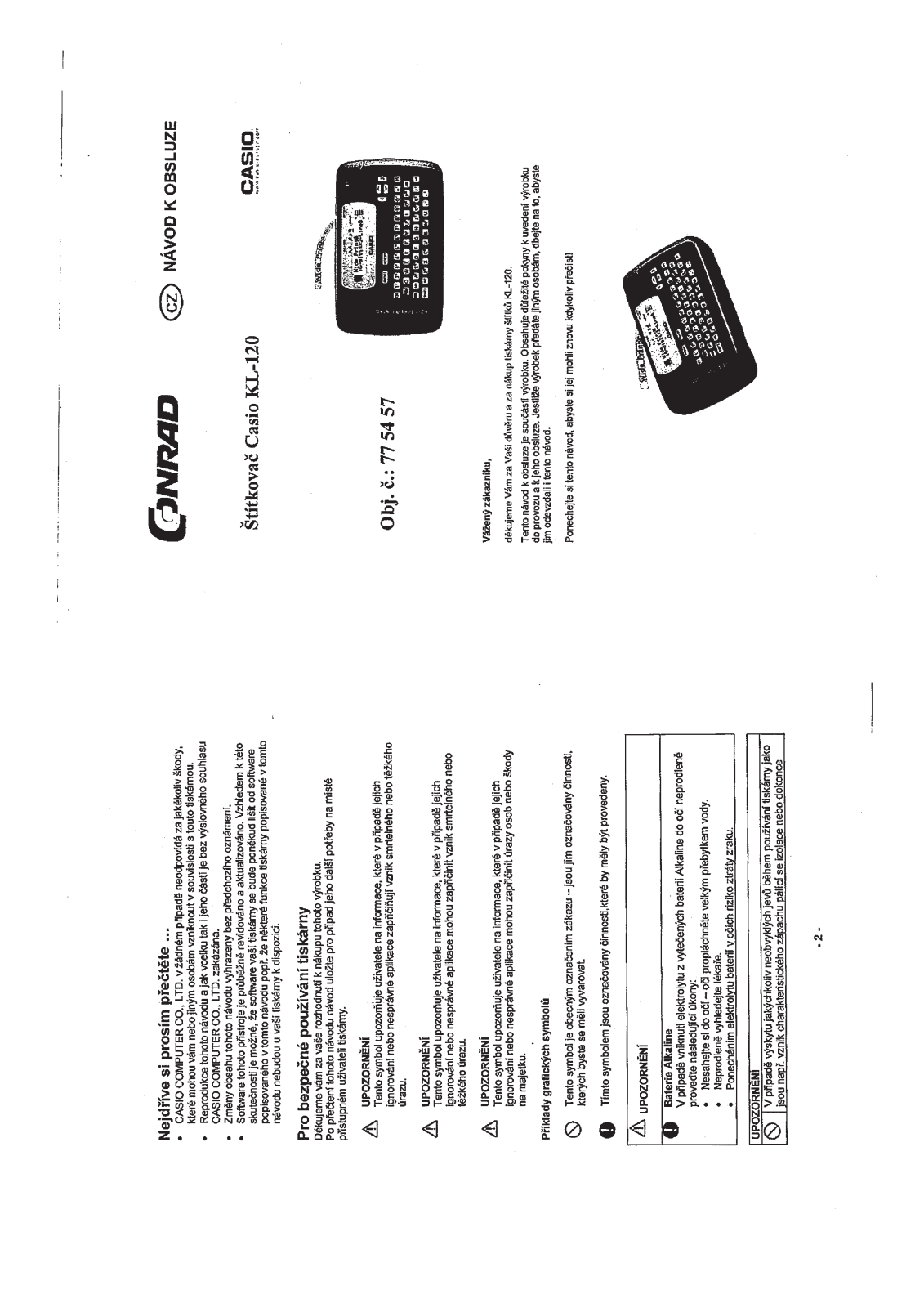 Casio KL-120 User manual