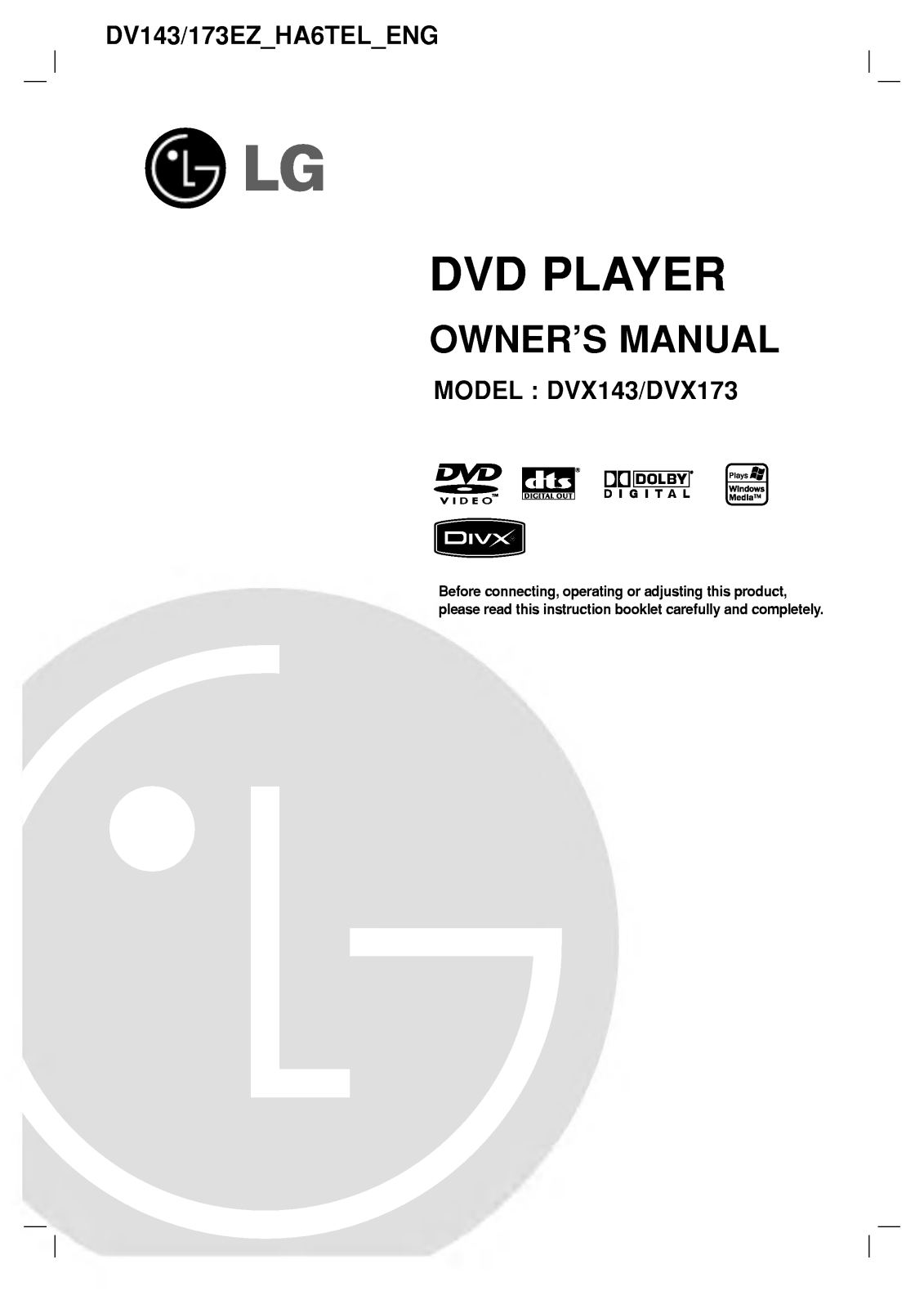 LG DV173E3Z Manual book